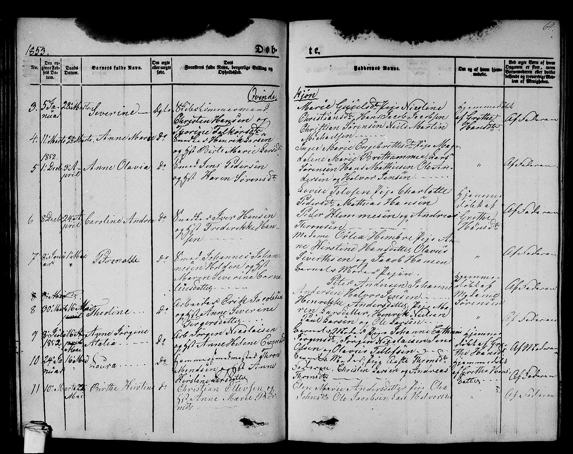 Larvik kirkebøker, AV/SAKO-A-352/G/Gb/L0002: Parish register (copy) no. II 2, 1843-1866, p. 64