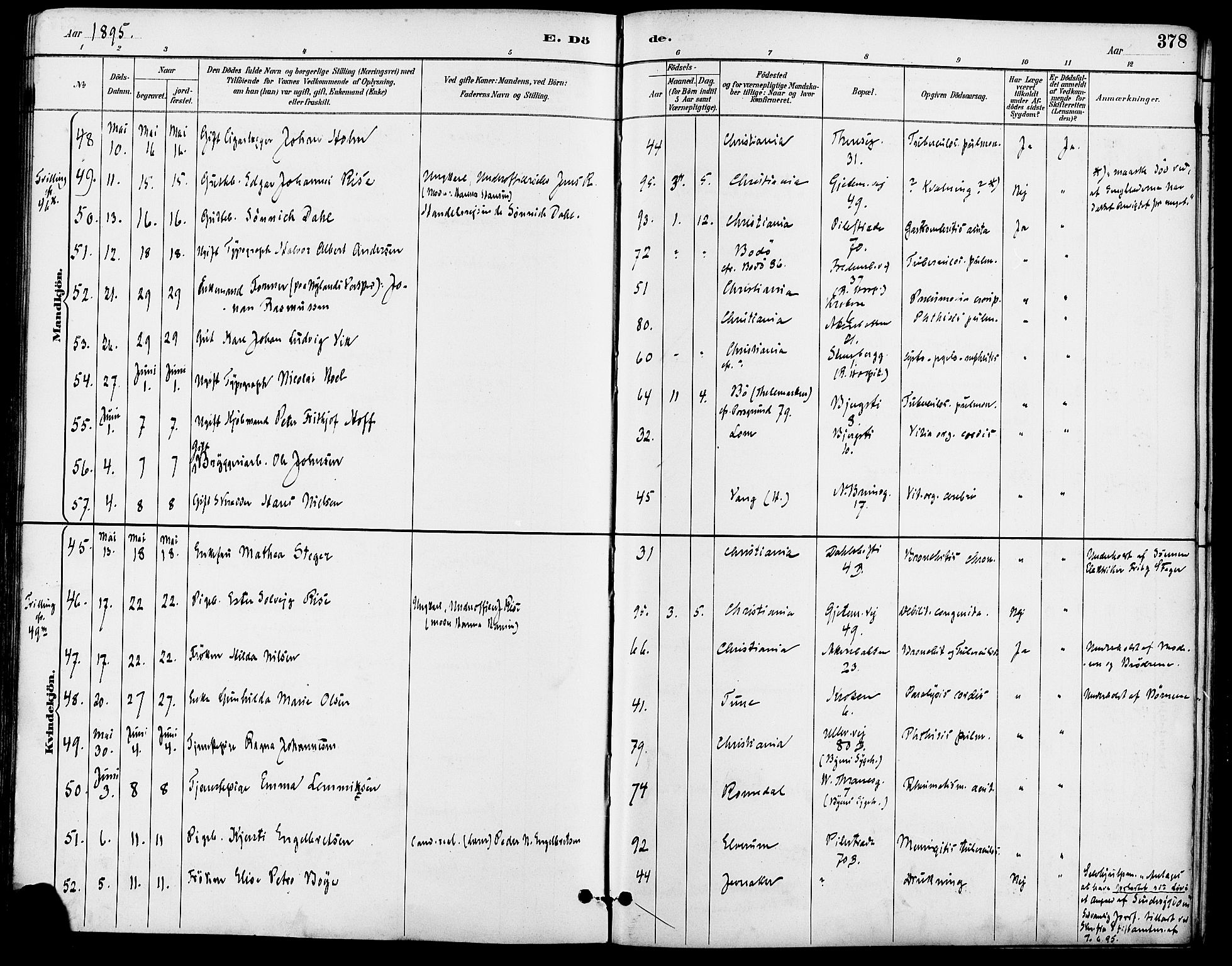 Gamle Aker prestekontor Kirkebøker, AV/SAO-A-10617a/F/L0008: Parish register (official) no. 8, 1887-1896, p. 378
