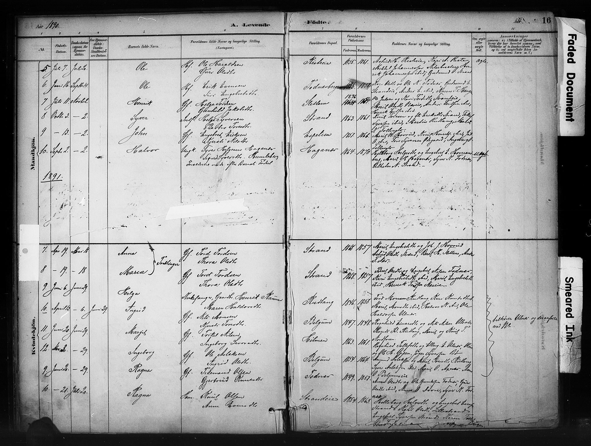 Nord-Aurdal prestekontor, SAH/PREST-132/H/Ha/Haa/L0010: Parish register (official) no. 10, 1883-1896, p. 16