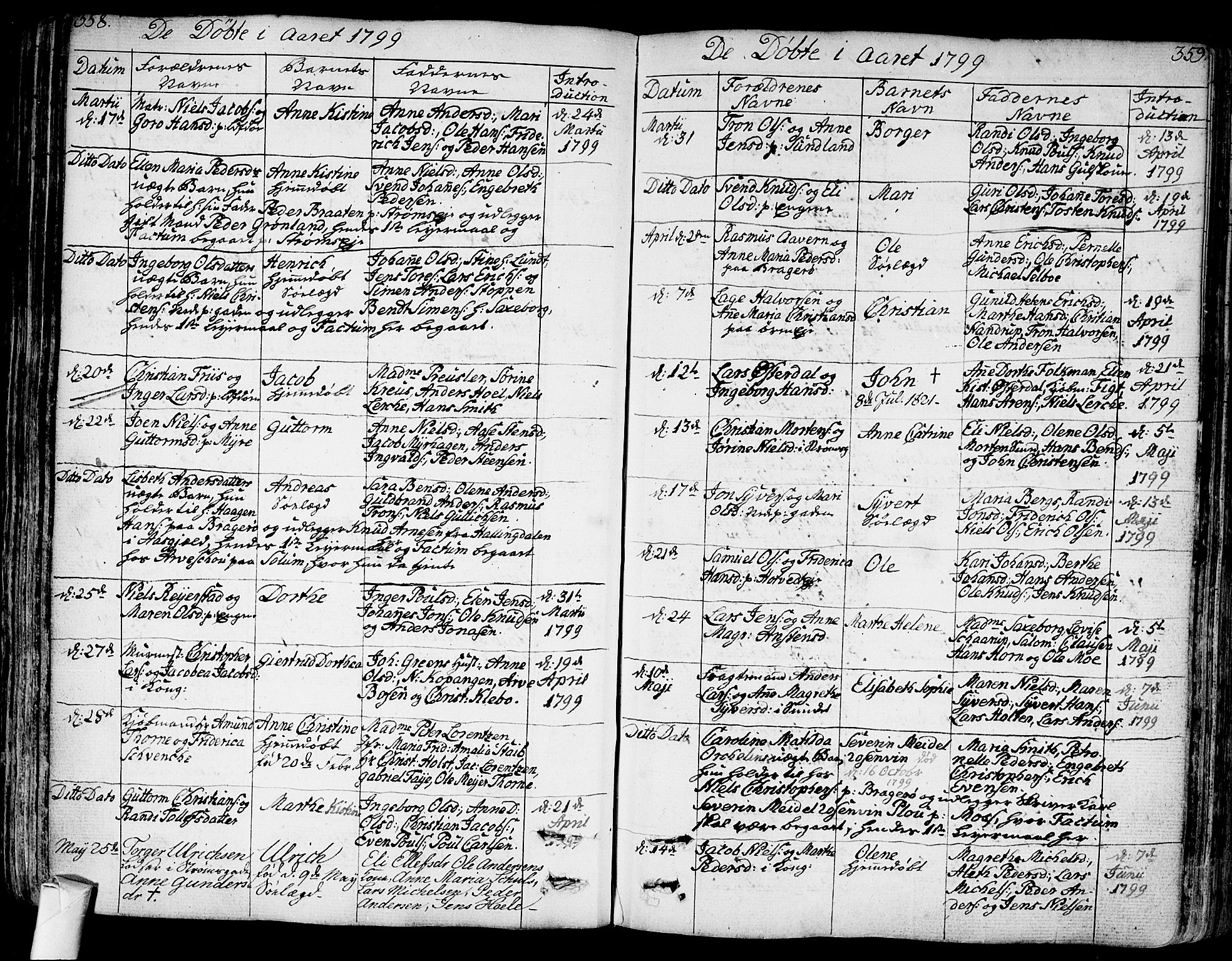 Bragernes kirkebøker, AV/SAKO-A-6/F/Fa/L0006a: Parish register (official) no. I 6, 1782-1814, p. 358-359