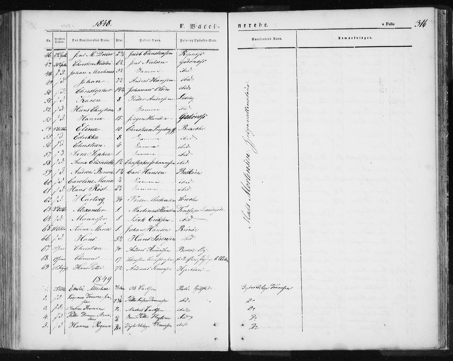Ministerialprotokoller, klokkerbøker og fødselsregistre - Nordland, SAT/A-1459/801/L0007: Parish register (official) no. 801A07, 1845-1863, p. 316
