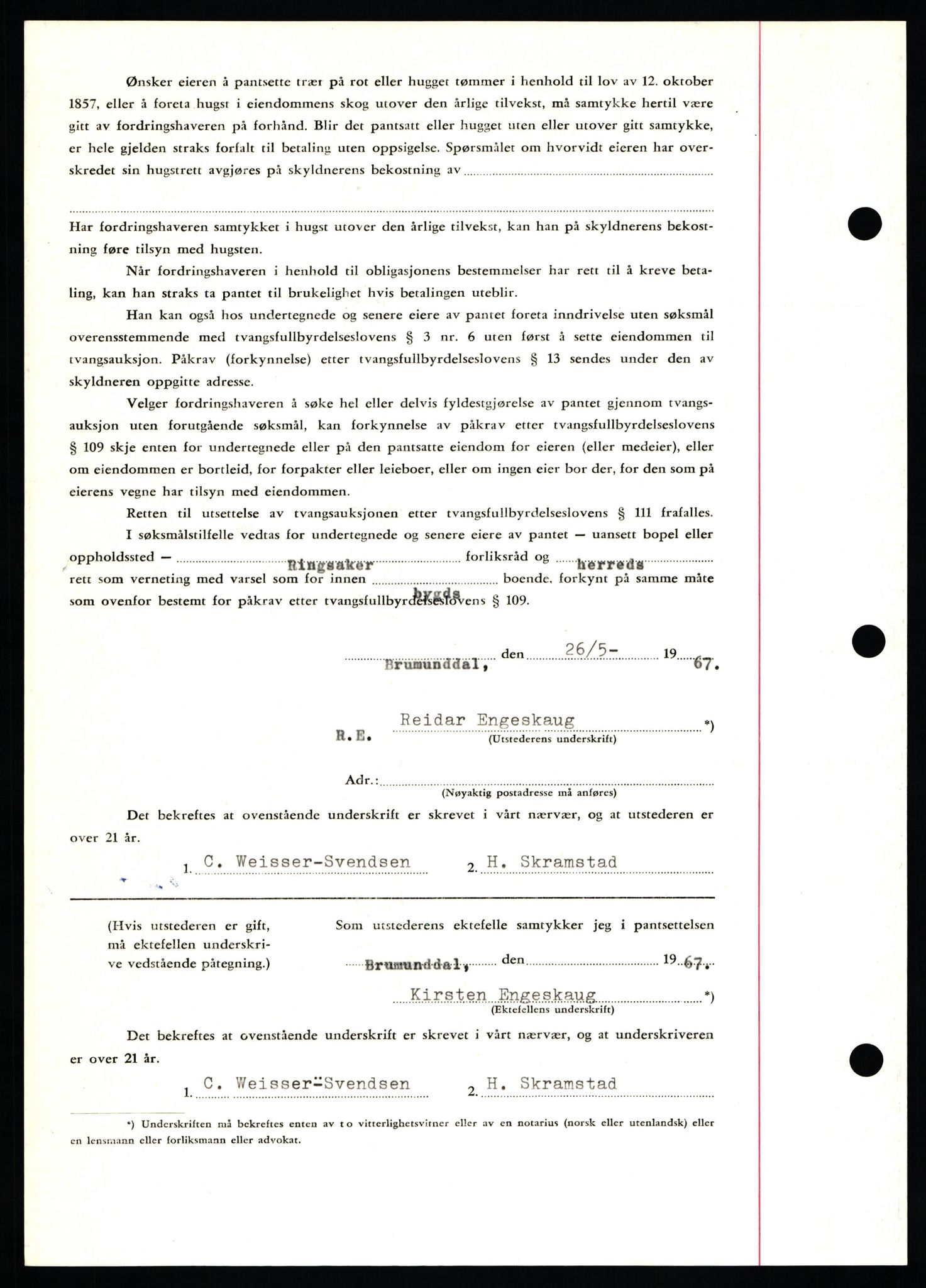Nord-Hedmark sorenskriveri, SAH/TING-012/H/Hb/Hbf/L0071: Mortgage book no. B71, 1967-1967, Diary no: : 2376/1967