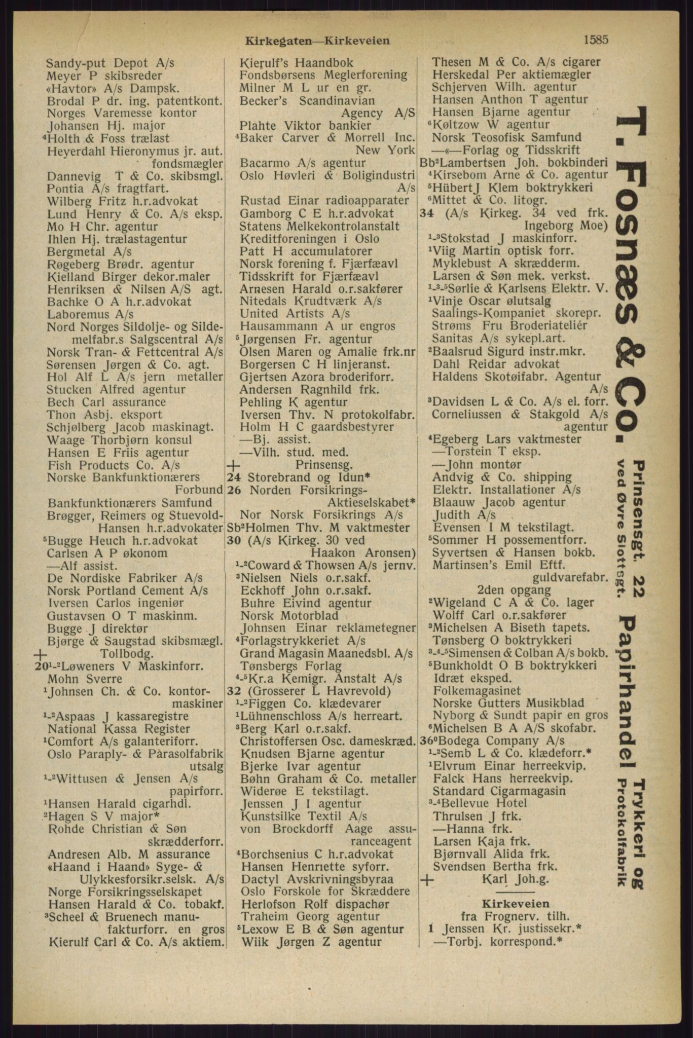 Kristiania/Oslo adressebok, PUBL/-, 1927, p. 1585