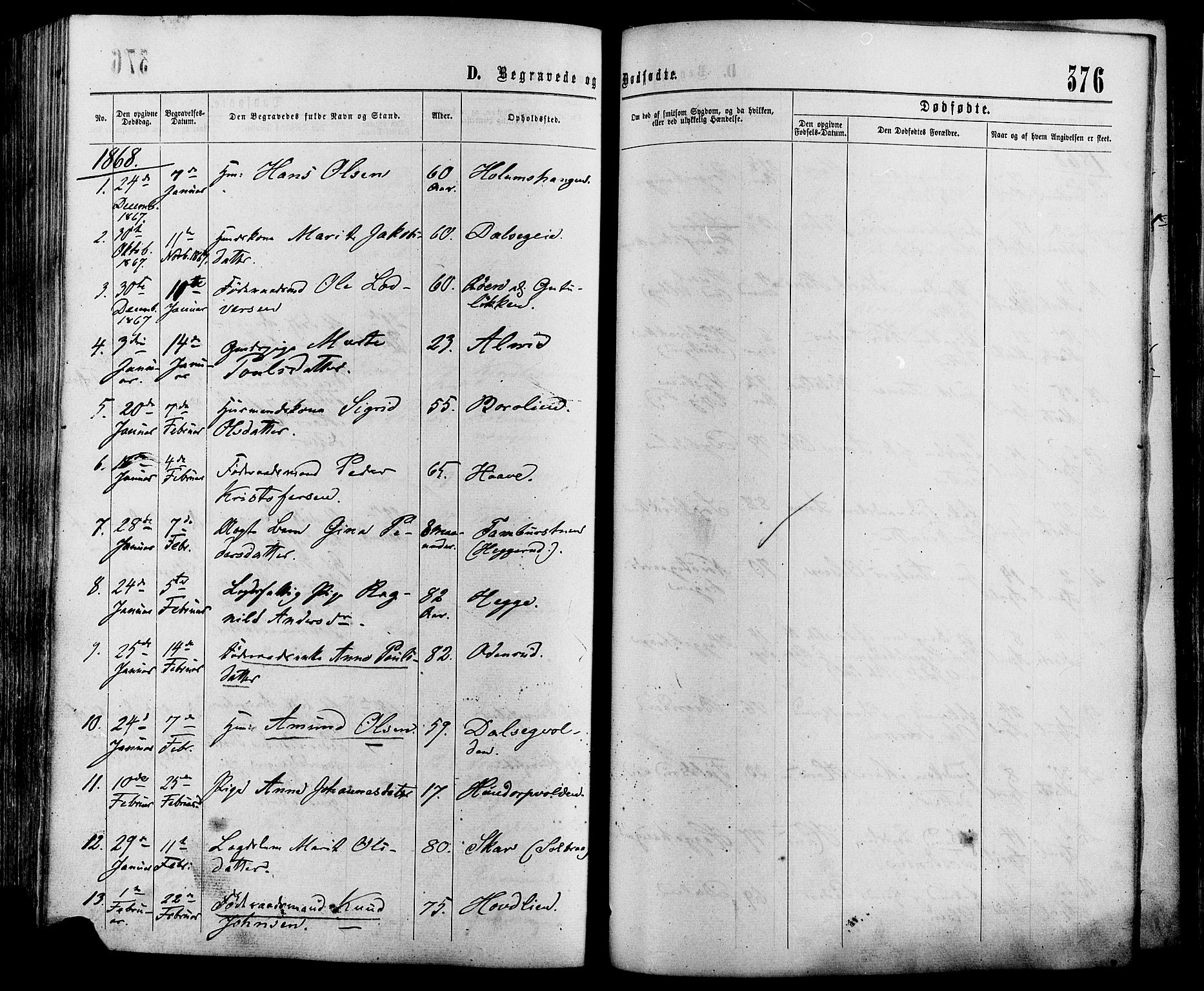 Sør-Fron prestekontor, SAH/PREST-010/H/Ha/Haa/L0002: Parish register (official) no. 2, 1864-1880, p. 376