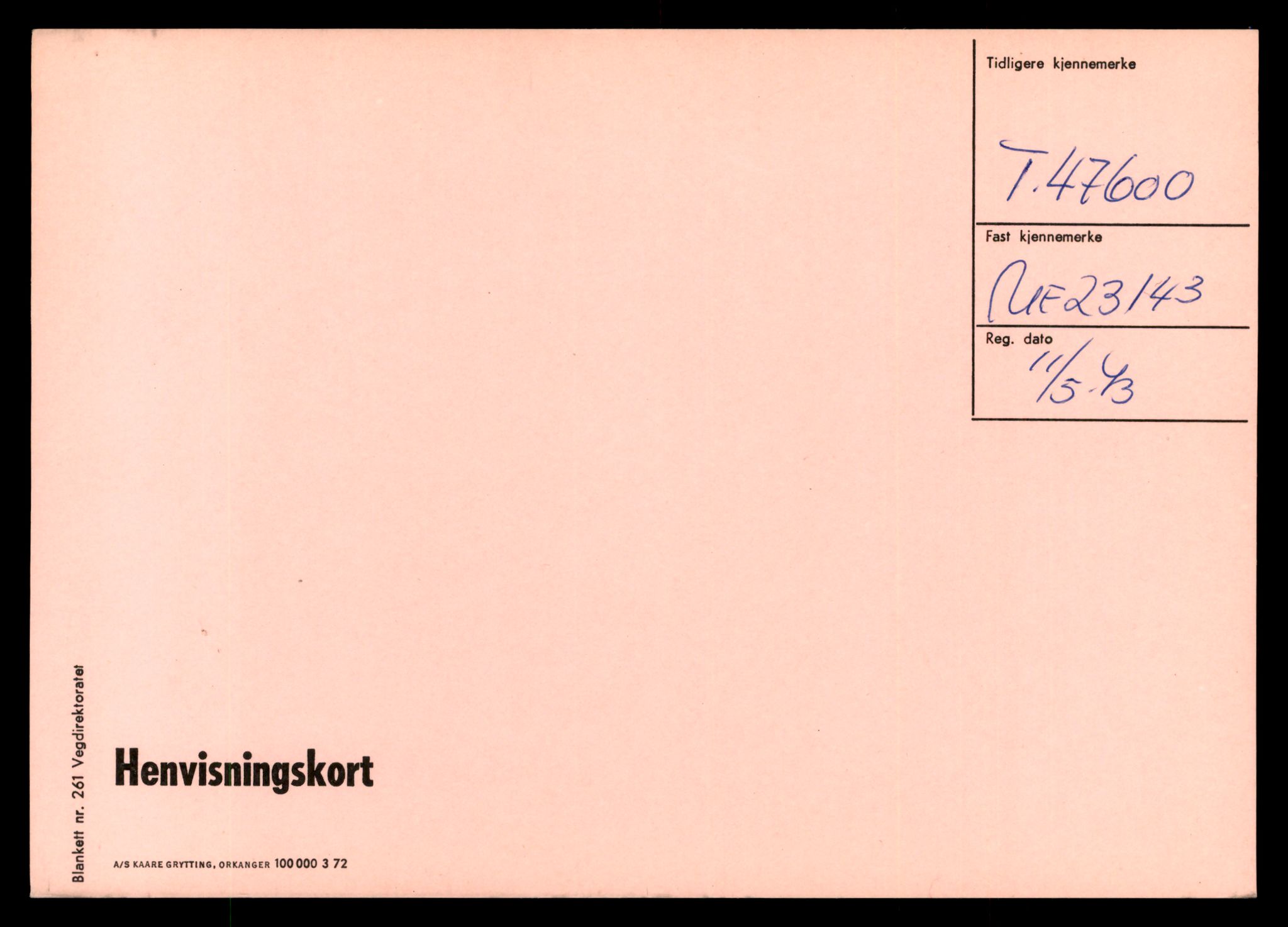 Møre og Romsdal vegkontor - Ålesund trafikkstasjon, AV/SAT-A-4099/F/Ff/L0010: Overførings-/henvisningskort T 47600 - T 49829, 1927-1998, p. 1