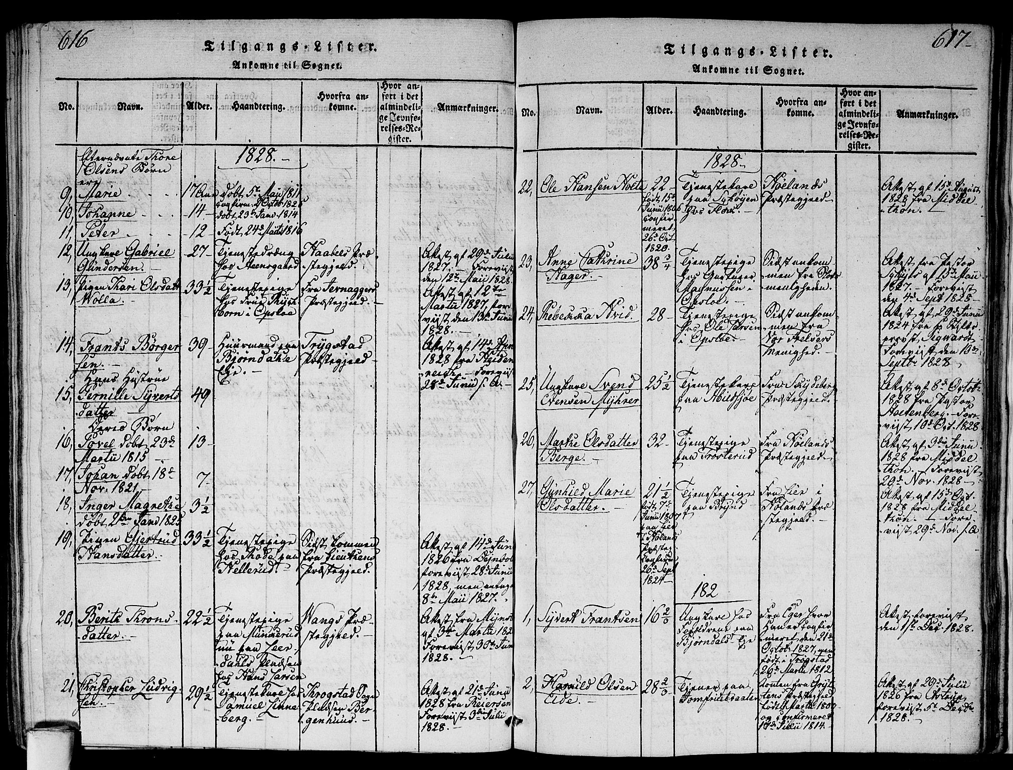 Gamlebyen prestekontor Kirkebøker, SAO/A-10884/F/Fa/L0002: Parish register (official) no. 2, 1817-1829, p. 616-617