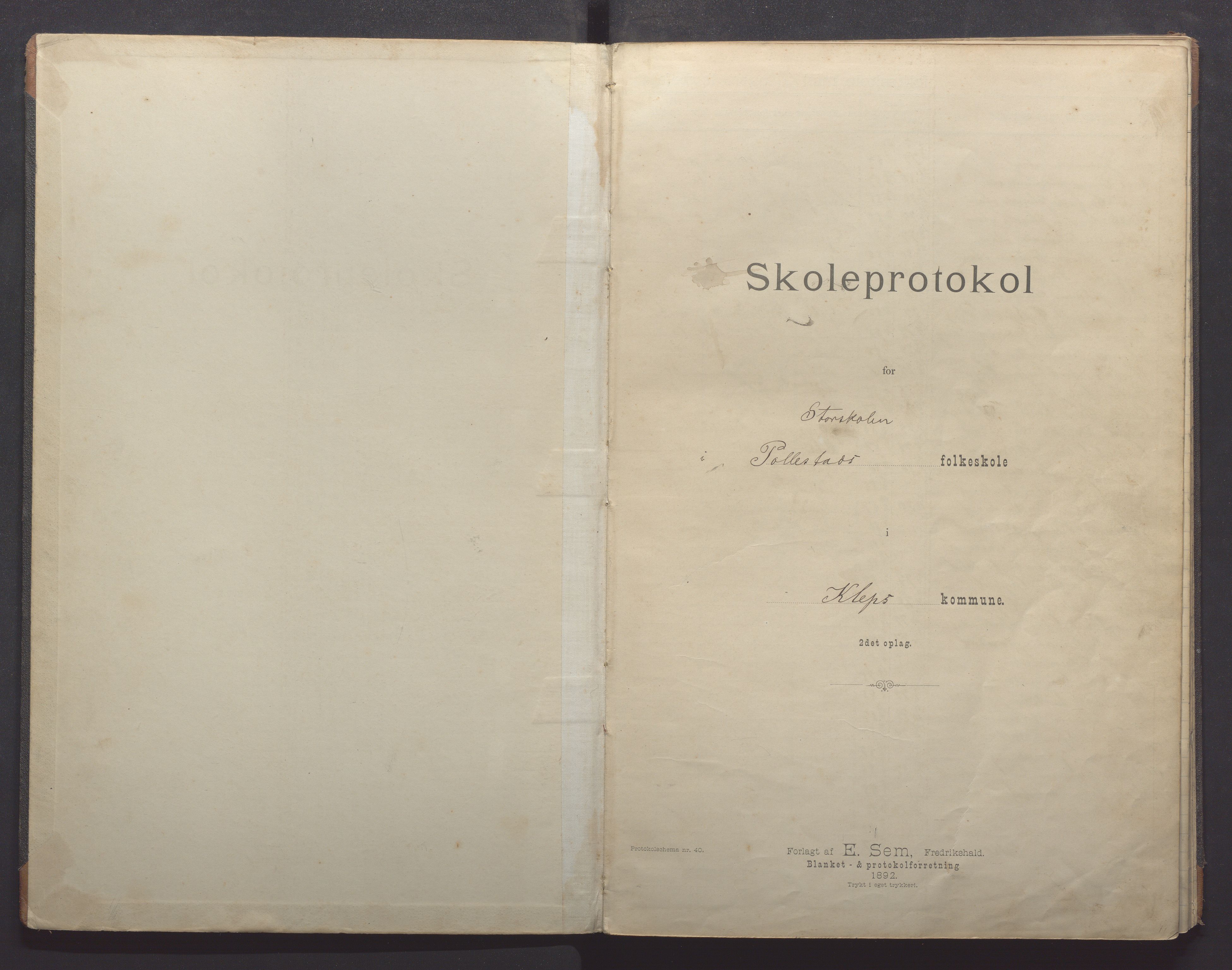 Klepp kommune - Pollestad skule, IKAR/K-100295/H/L0001: Skoleprotokoll, 1892-1898