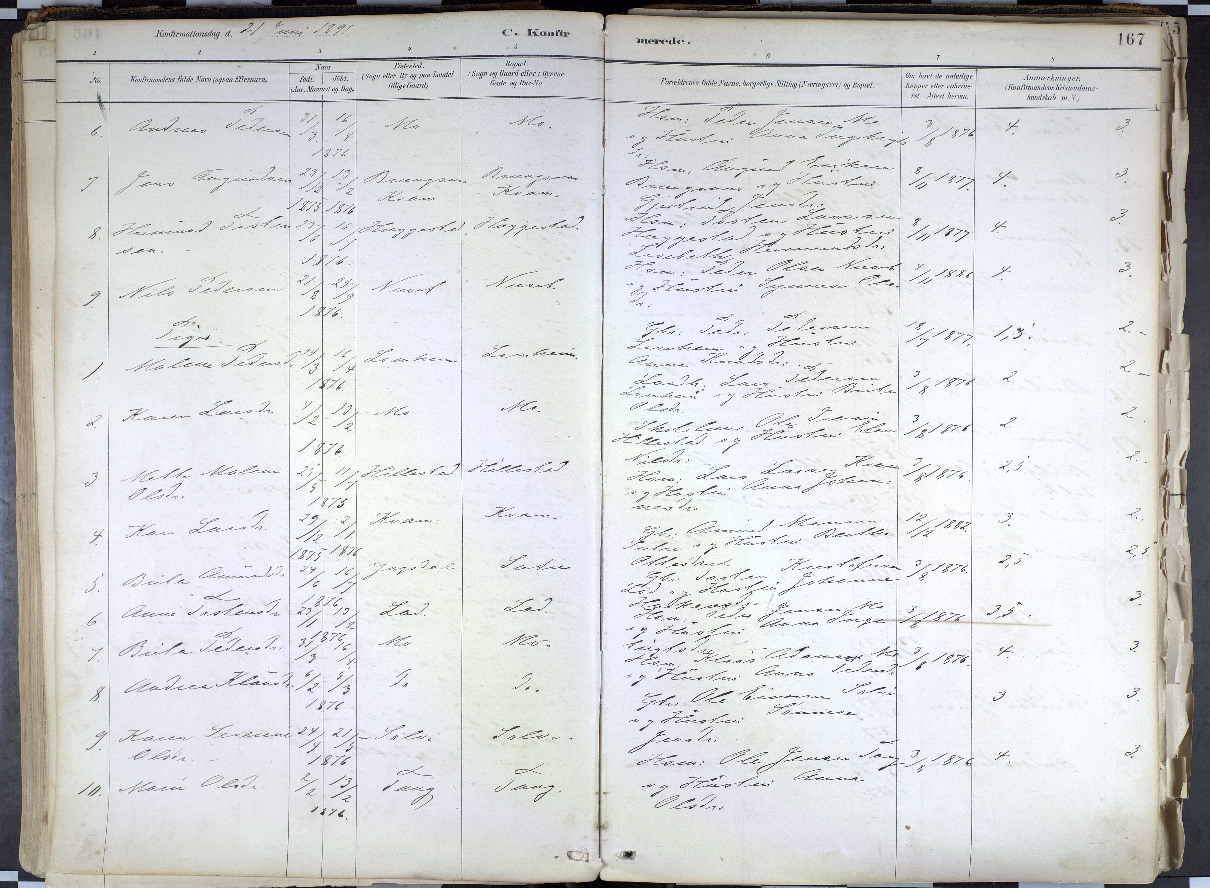 Hafslo sokneprestembete, AV/SAB-A-80301/H/Haa/Haab/L0001: Parish register (official) no. B 1, 1886-1945, p. 167