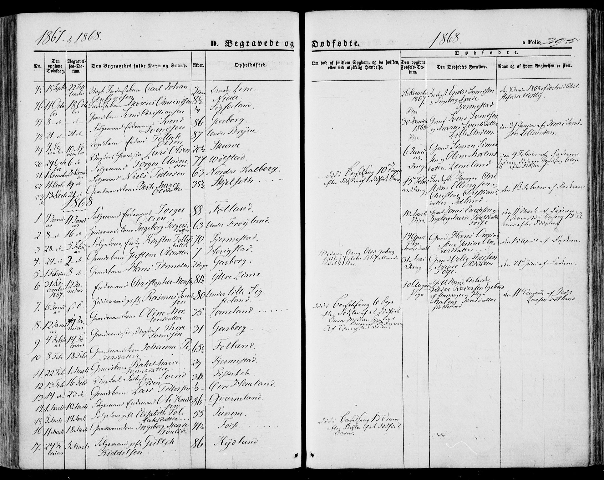 Lye sokneprestkontor, SAST/A-101794/001/30BA/L0007: Parish register (official) no. A 6, 1856-1871, p. 295