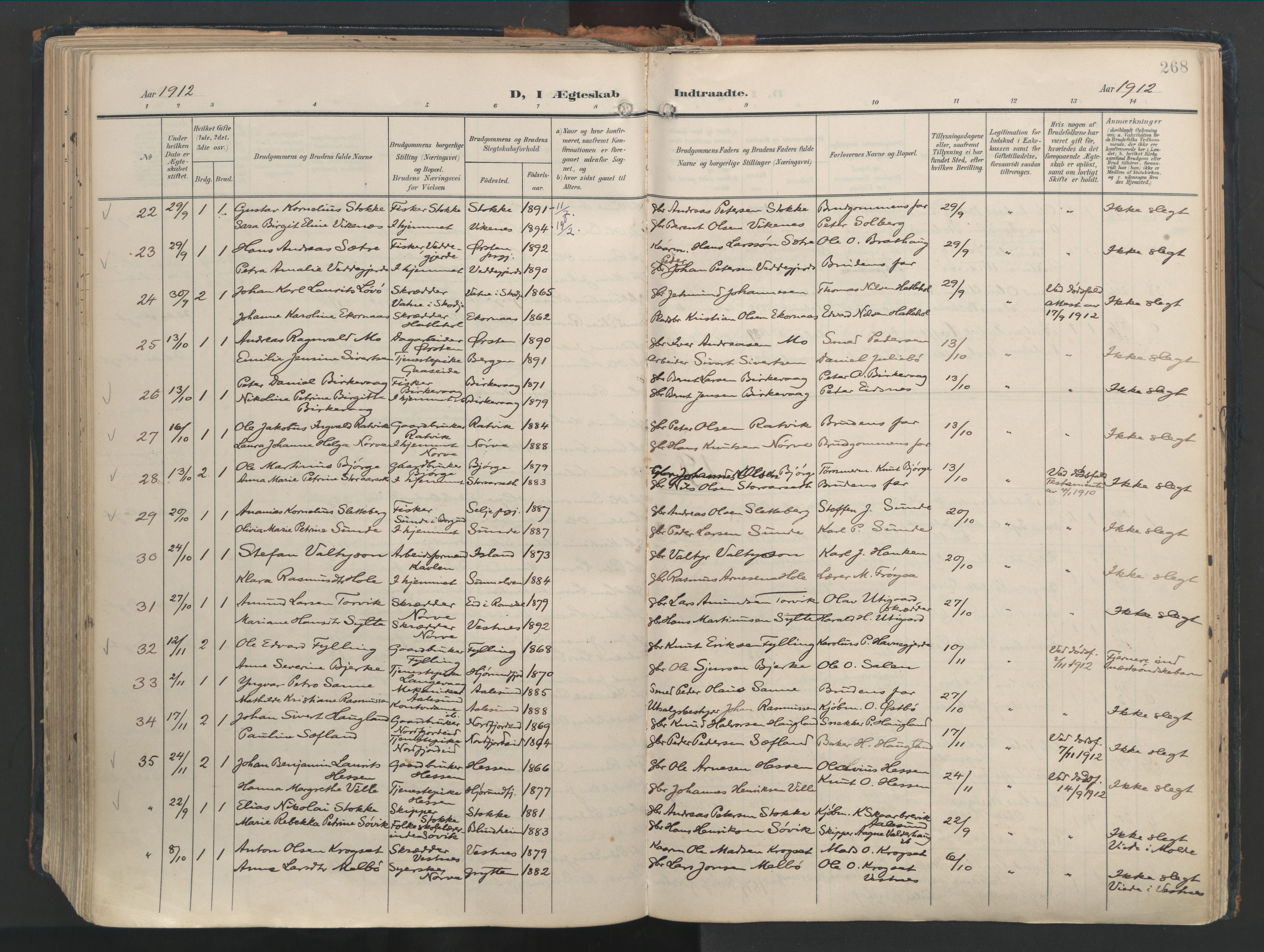 Ministerialprotokoller, klokkerbøker og fødselsregistre - Møre og Romsdal, AV/SAT-A-1454/528/L0411: Parish register (official) no. 528A20, 1907-1920, p. 268