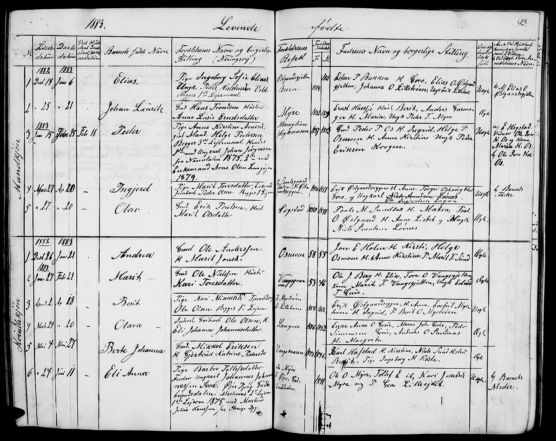 Tolga prestekontor, AV/SAH-PREST-062/L/L0004: Parish register (copy) no. 4, 1845-1887, p. 93