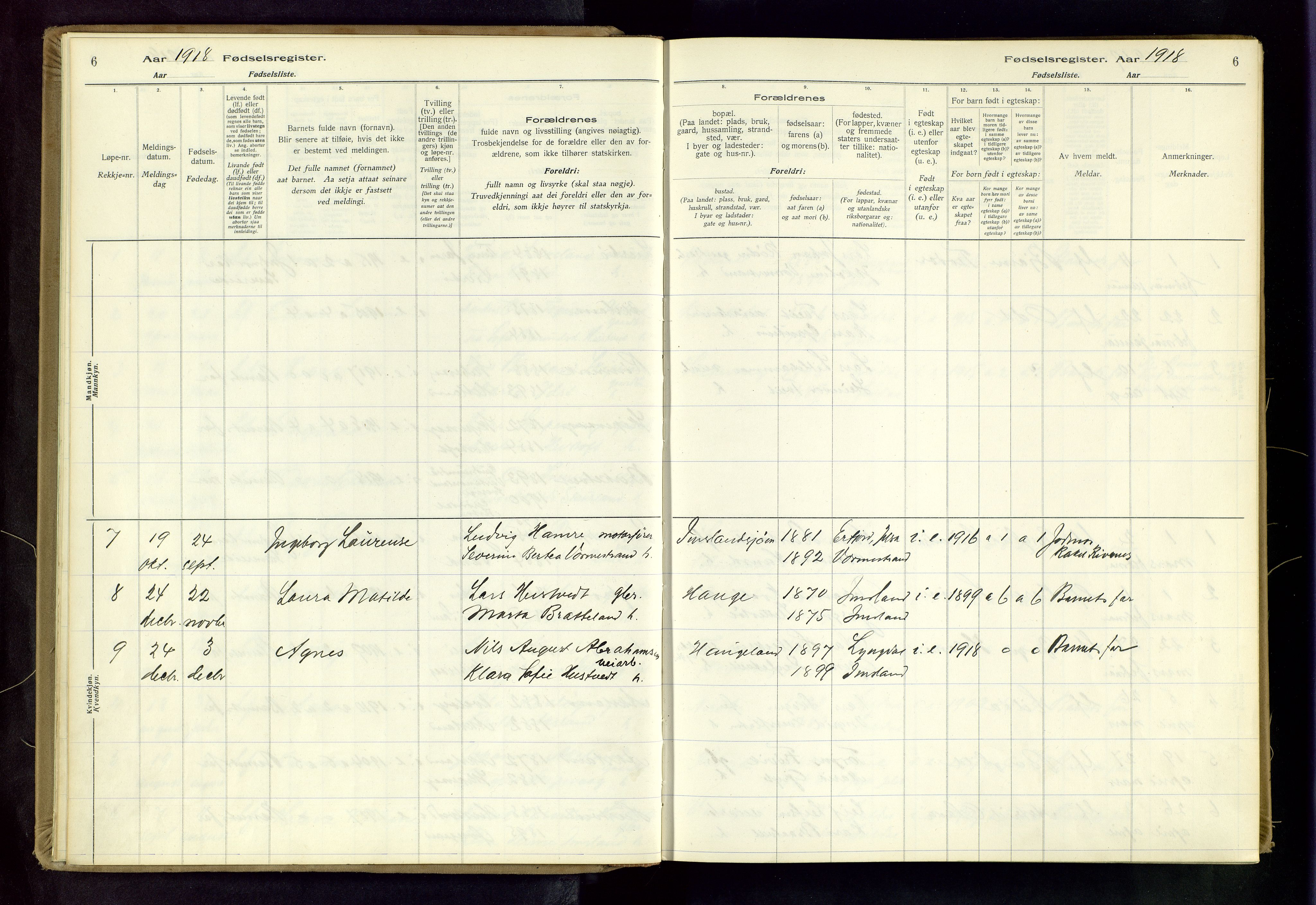 Vikedal sokneprestkontor, AV/SAST-A-101840/01/II: Birth register no. 5, 1916-1982, p. 6