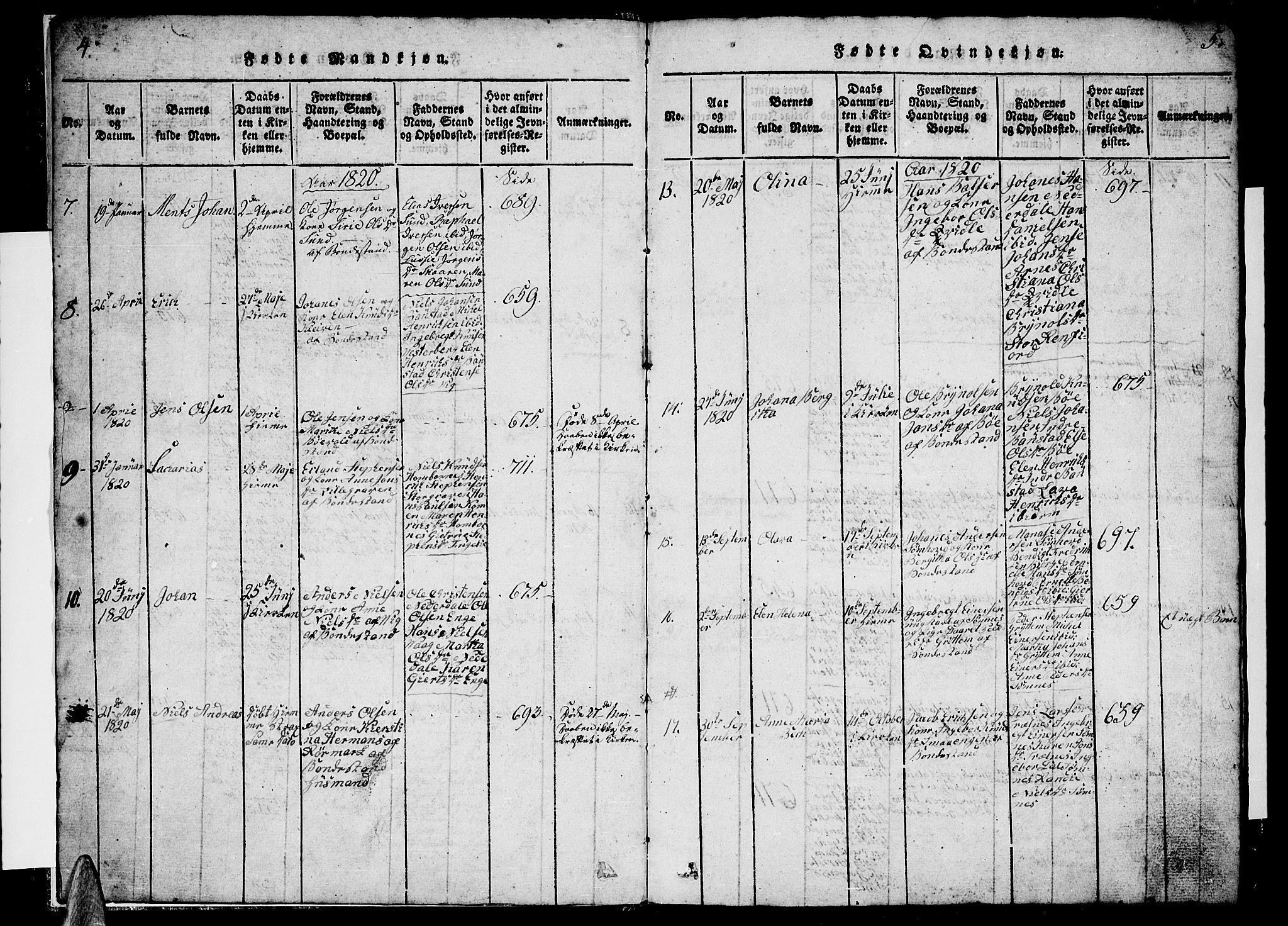 Ministerialprotokoller, klokkerbøker og fødselsregistre - Nordland, AV/SAT-A-1459/812/L0186: Parish register (copy) no. 812C04, 1820-1849, p. 4-5