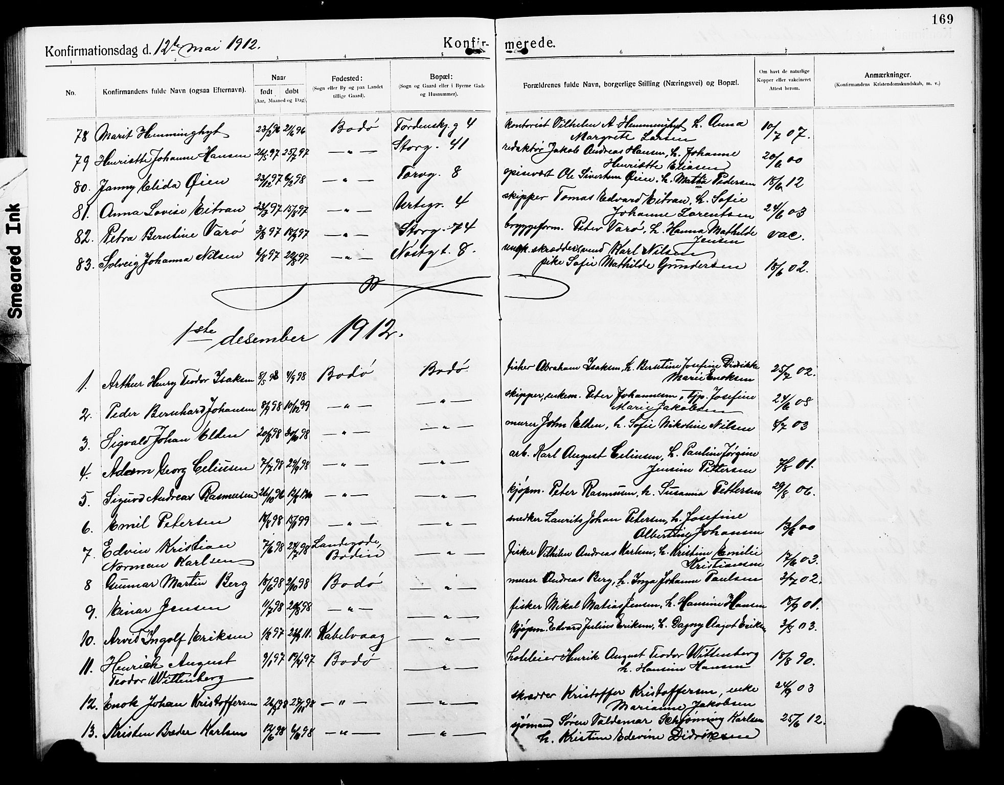 Ministerialprotokoller, klokkerbøker og fødselsregistre - Nordland, SAT/A-1459/801/L0034: Parish register (copy) no. 801C09, 1910-1922, p. 169