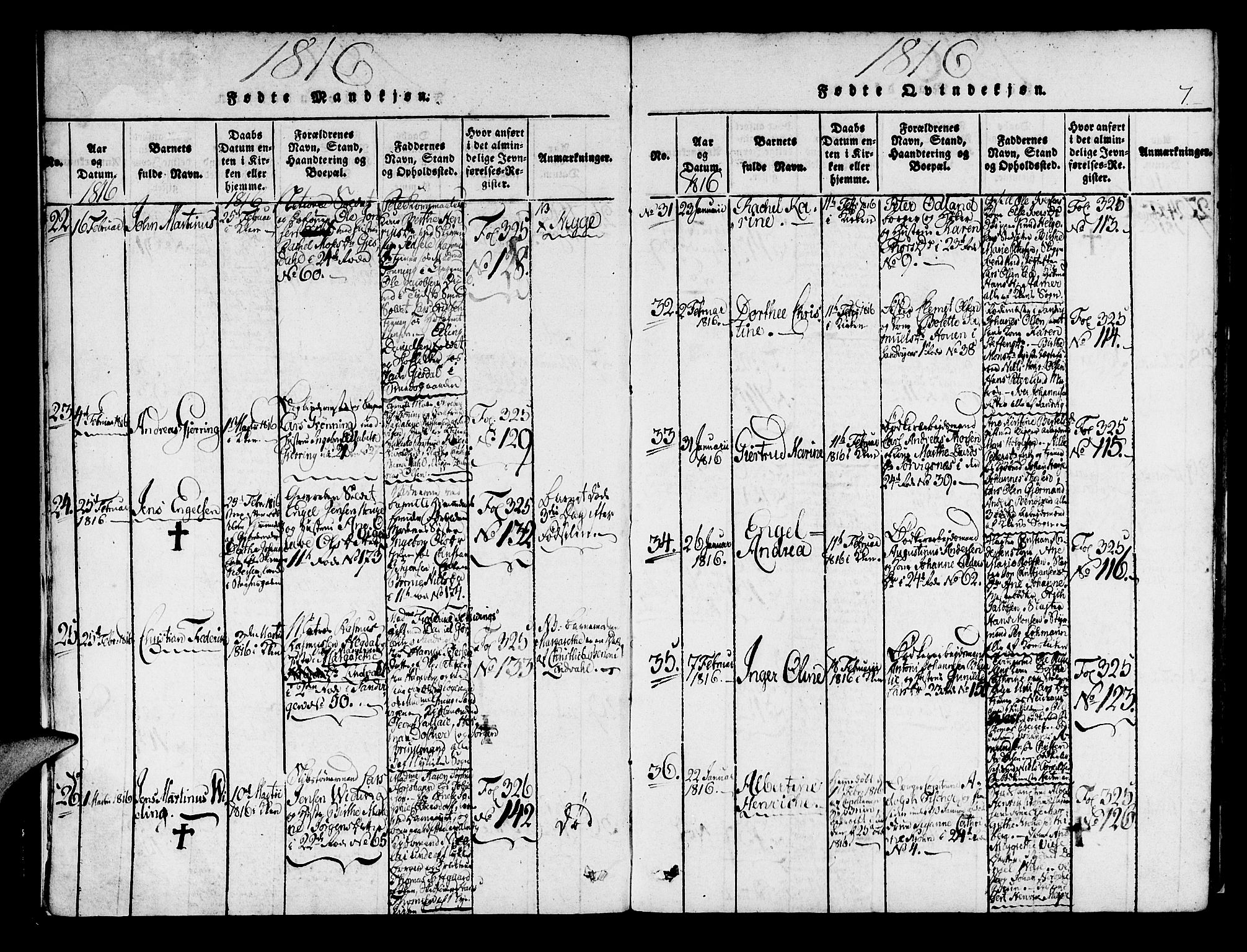 Korskirken sokneprestembete, AV/SAB-A-76101/H/Haa/L0013: Parish register (official) no. A 13, 1815-1822, p. 7