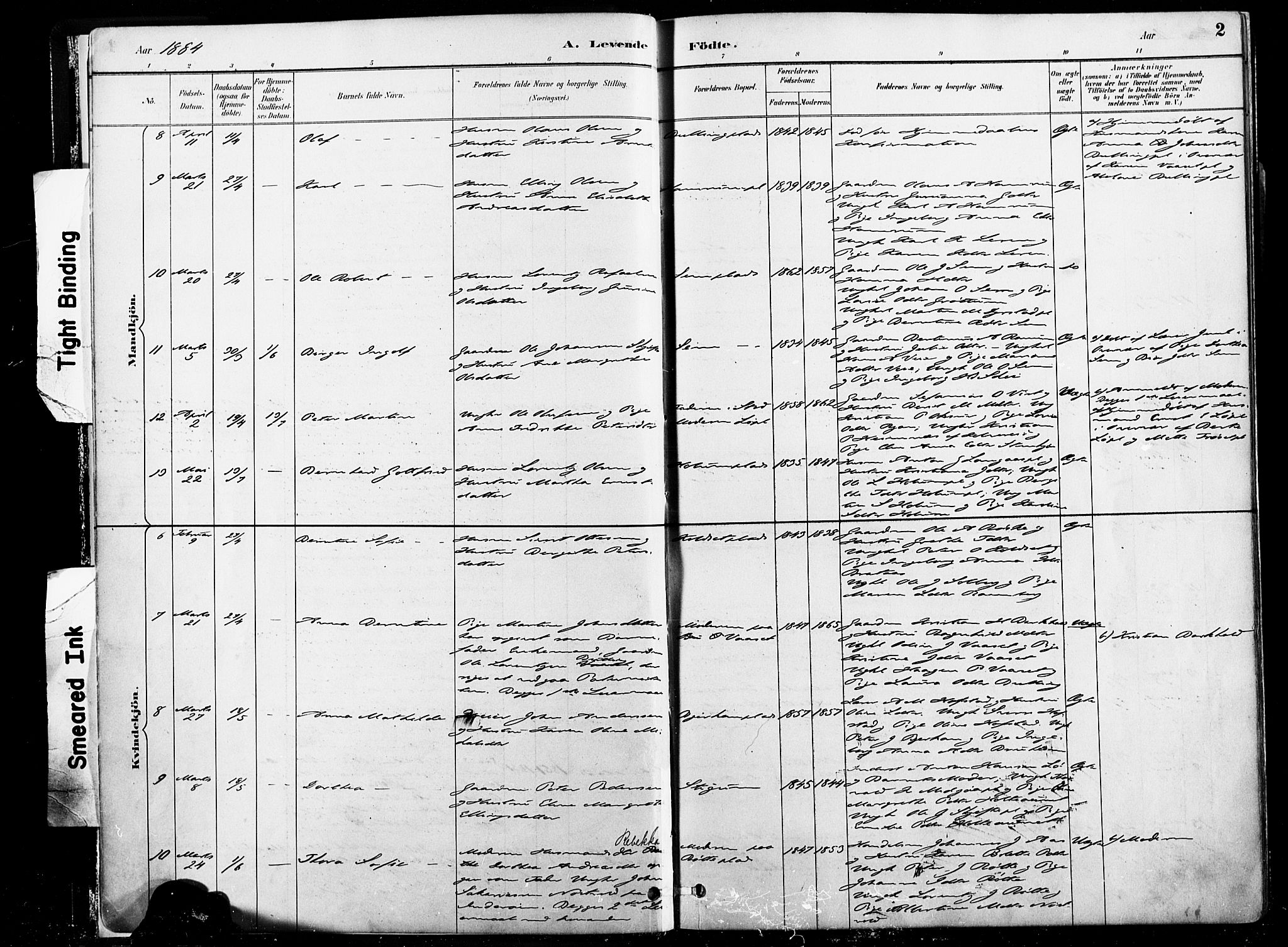 Ministerialprotokoller, klokkerbøker og fødselsregistre - Nord-Trøndelag, AV/SAT-A-1458/735/L0351: Parish register (official) no. 735A10, 1884-1908, p. 2