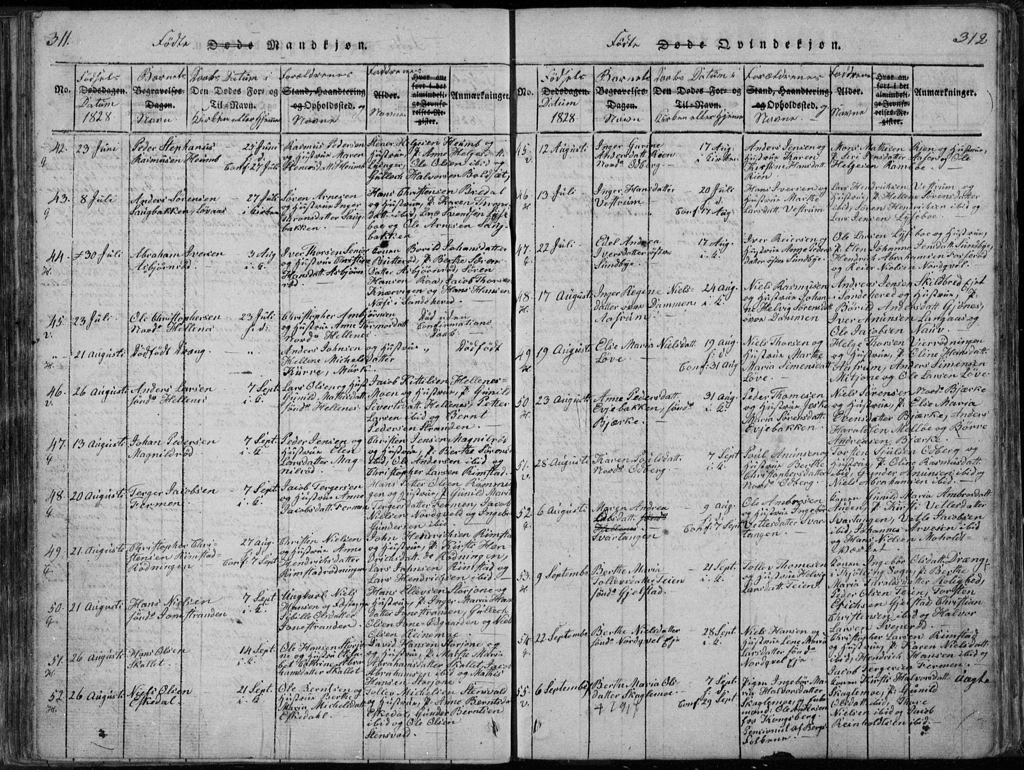 Hedrum kirkebøker, AV/SAKO-A-344/F/Fa/L0004: Parish register (official) no. I 4, 1817-1835, p. 311-312