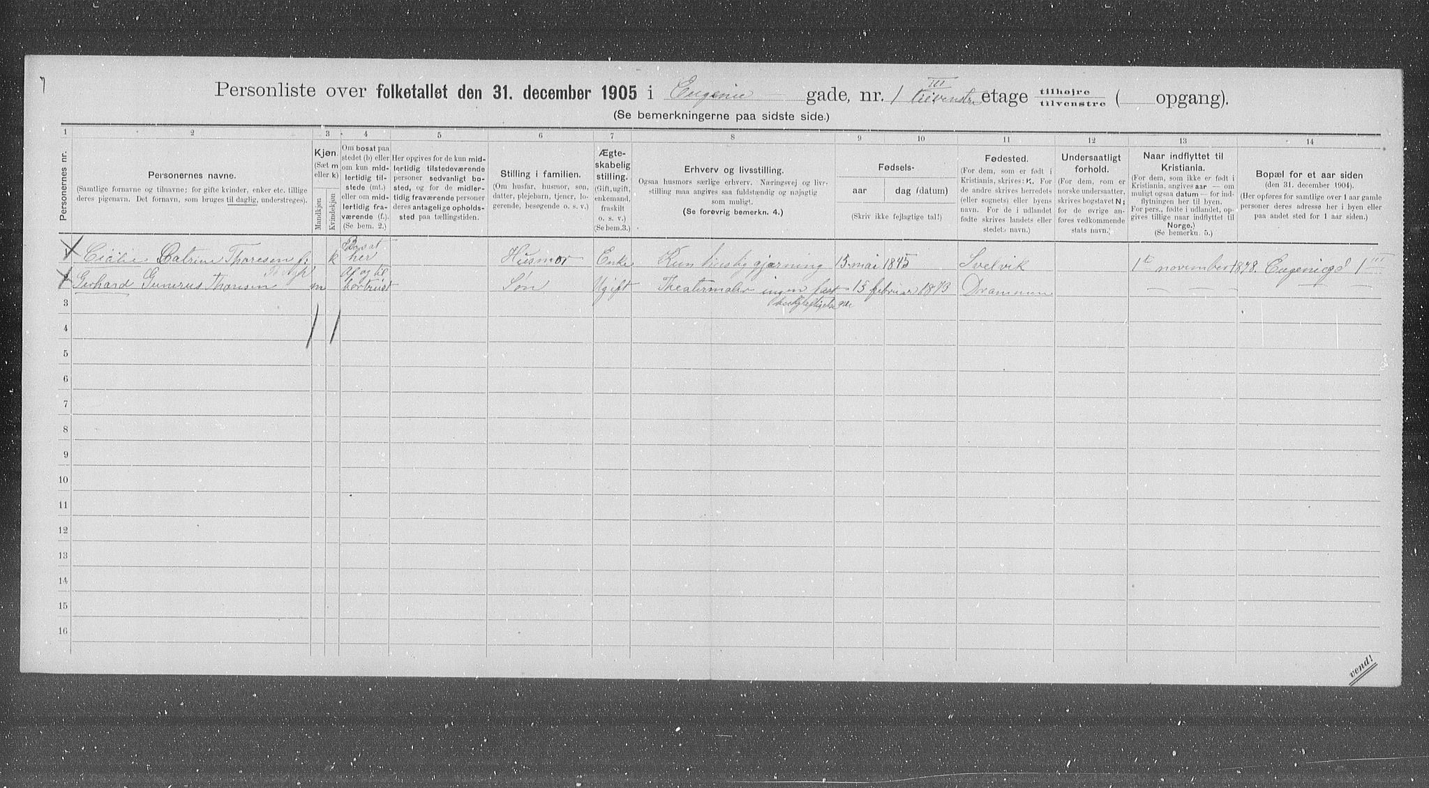 OBA, Municipal Census 1905 for Kristiania, 1905, p. 11726