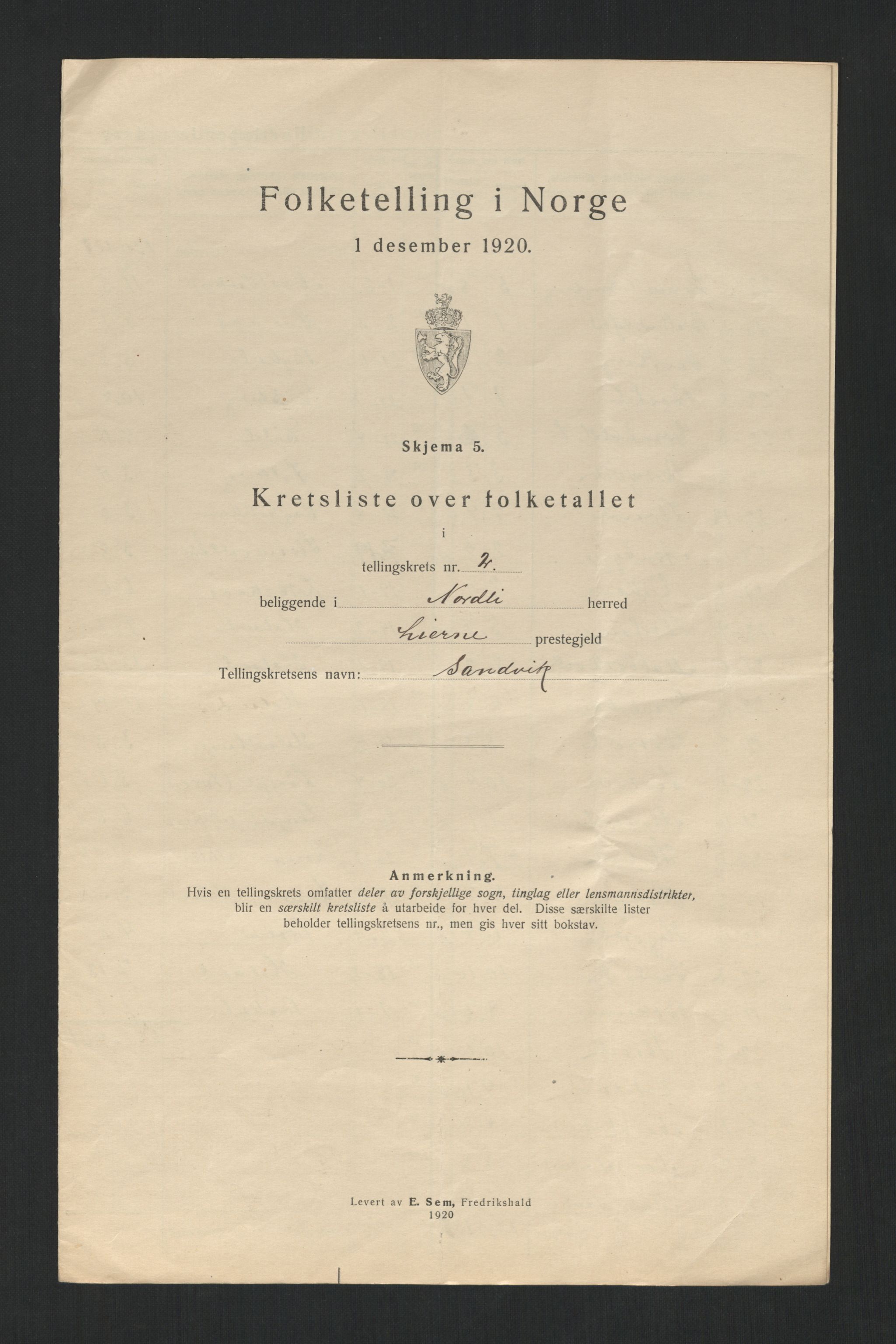 SAT, 1920 census for Nordli, 1920, p. 10