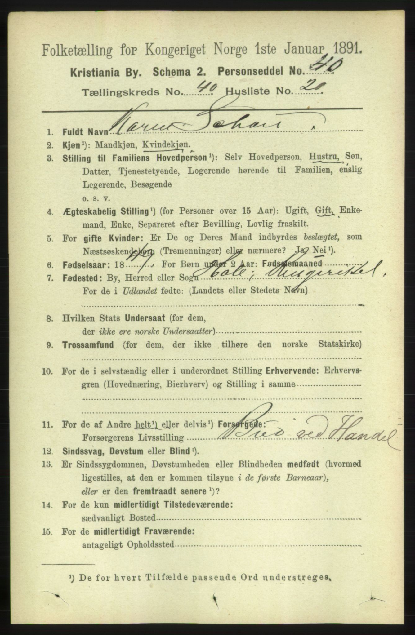 RA, 1891 census for 0301 Kristiania, 1891, p. 23479