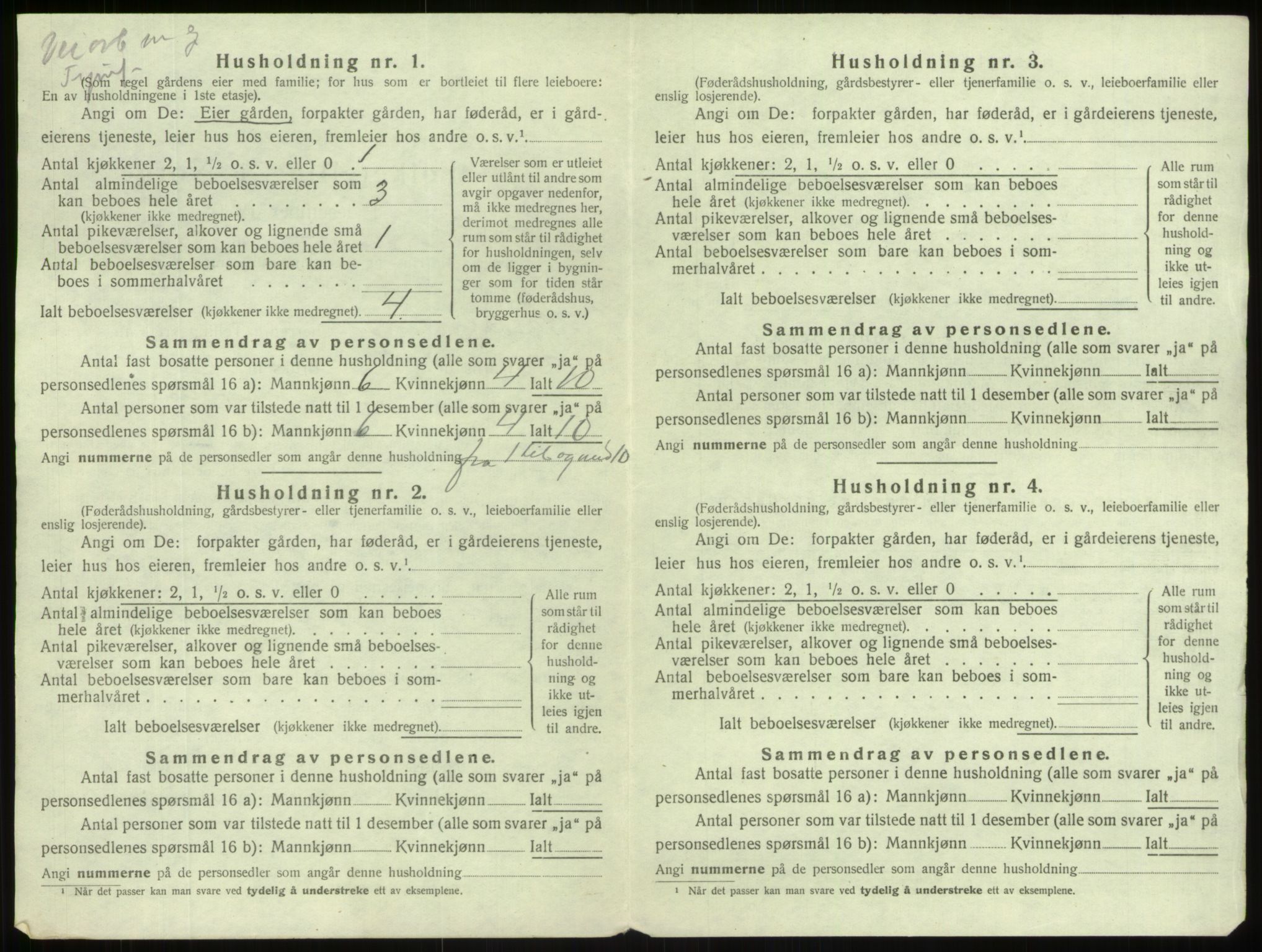 SAB, 1920 census for Årdal, 1920, p. 498