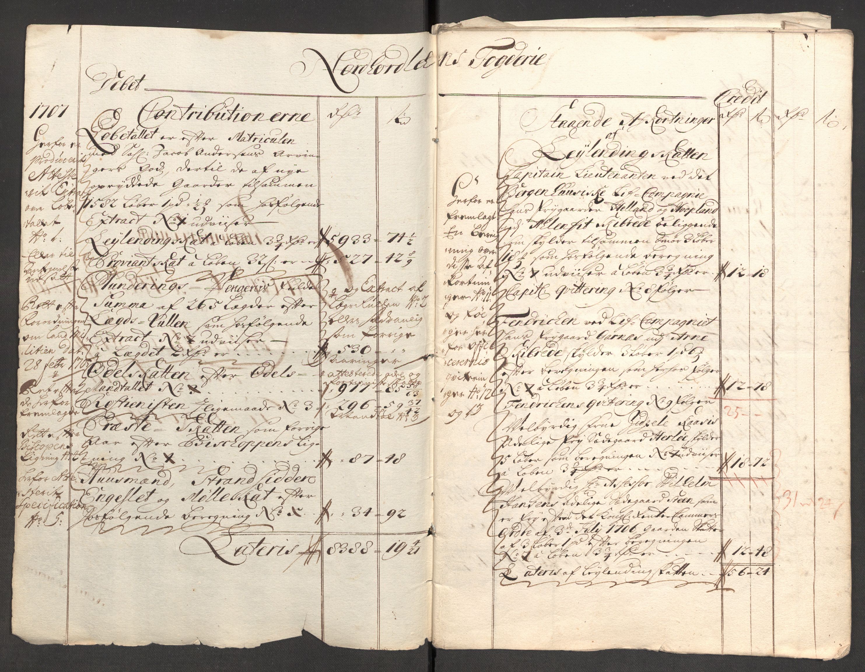 Rentekammeret inntil 1814, Reviderte regnskaper, Fogderegnskap, RA/EA-4092/R51/L3188: Fogderegnskap Nordhordland og Voss, 1706-1707, p. 76