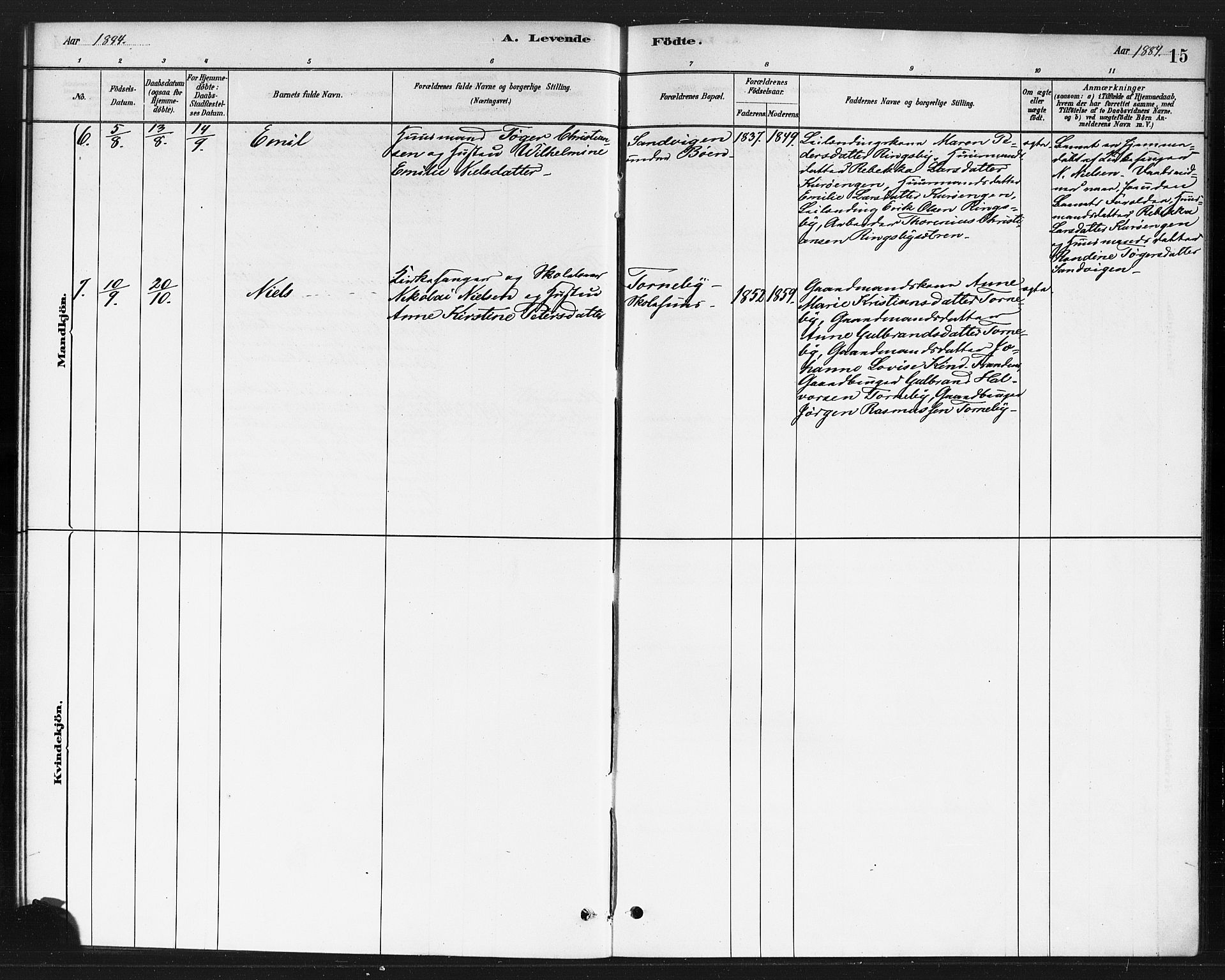 Rødenes prestekontor Kirkebøker, AV/SAO-A-2005/F/Fb/L0001: Parish register (official) no. II 1, 1880-1889, p. 15