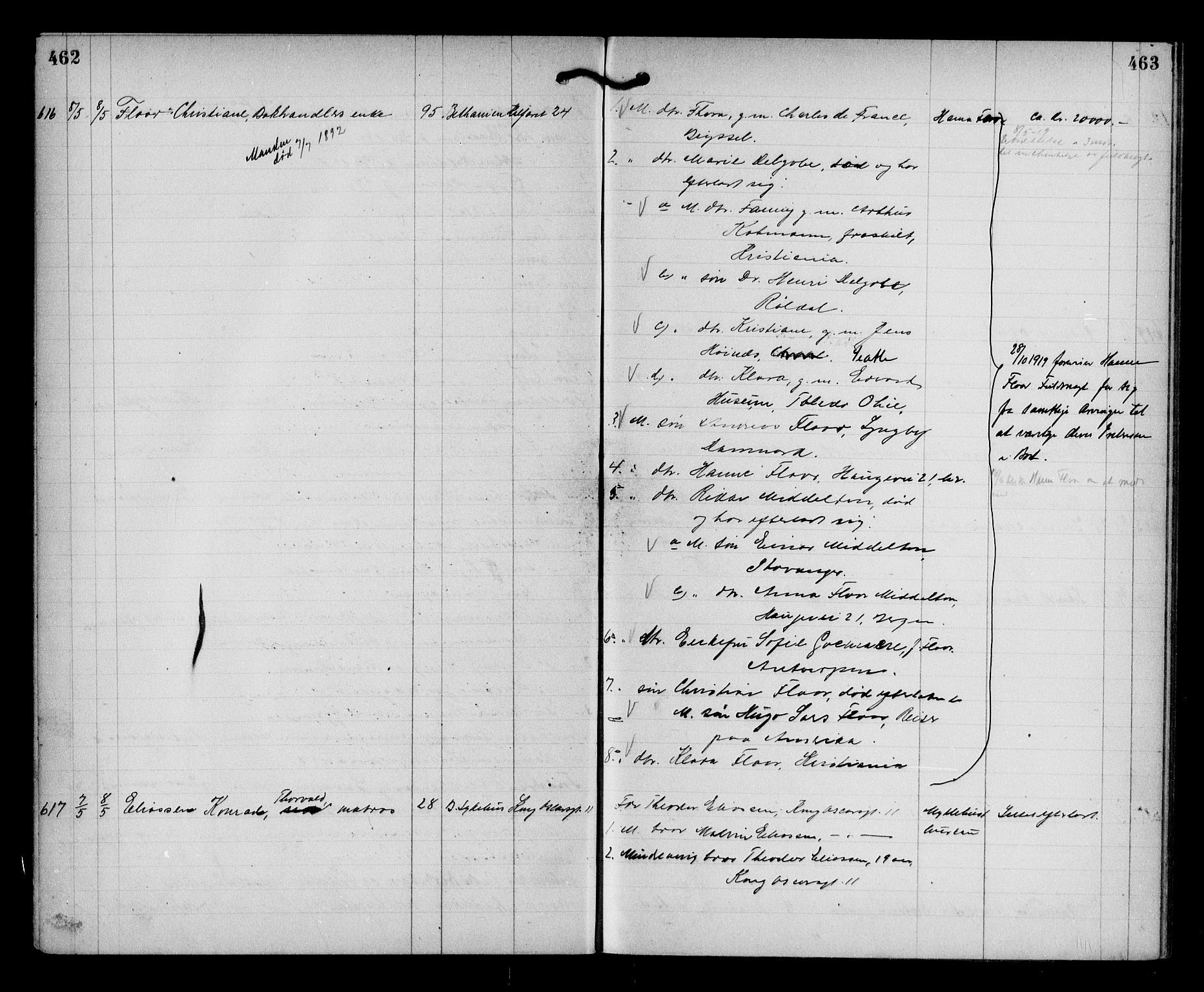 Byfogd og Byskriver i Bergen, AV/SAB-A-3401/06/06Na/L0012: Dødsfallsjournaler, 1918-1919, p. 462-463