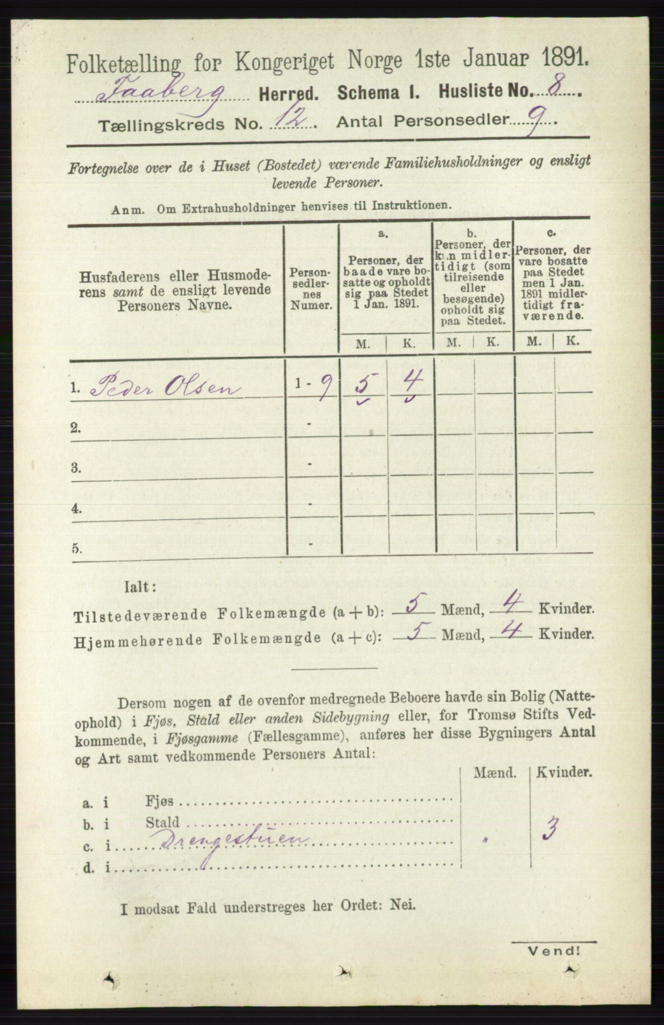 RA, 1891 census for 0524 Fåberg, 1891, p. 4700