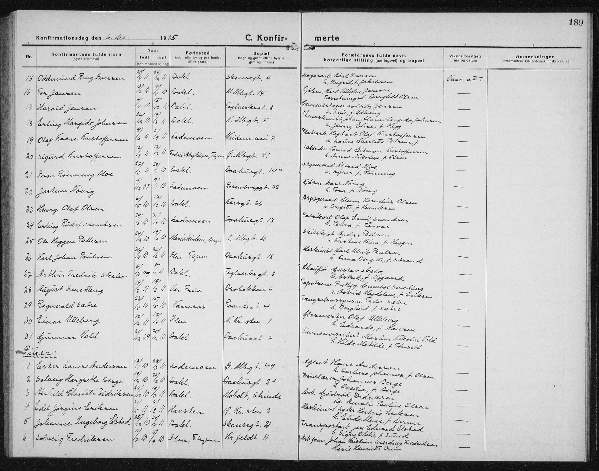 Ministerialprotokoller, klokkerbøker og fødselsregistre - Sør-Trøndelag, AV/SAT-A-1456/604/L0227: Parish register (copy) no. 604C10, 1923-1942, p. 189