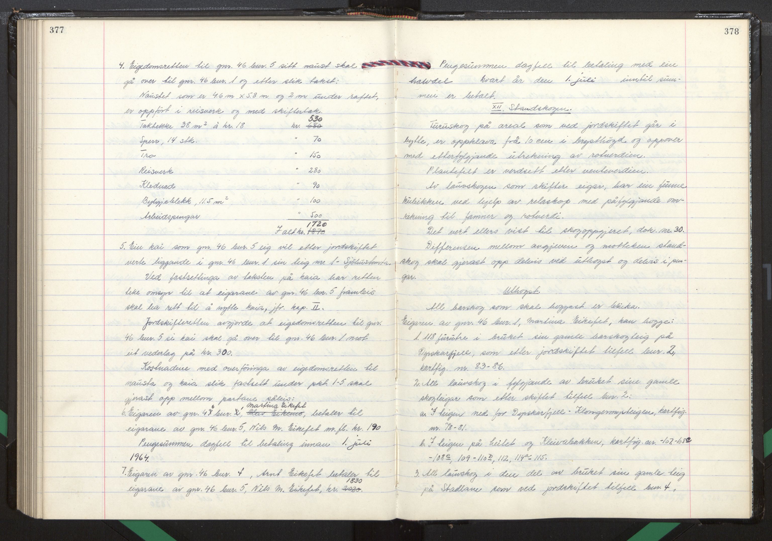 Hordaland jordskiftedøme - I Nordhordland jordskiftedistrikt, AV/SAB-A-6801/A/Aa/L0055: Forhandlingsprotokoll, 1961-1963, p. 377-378
