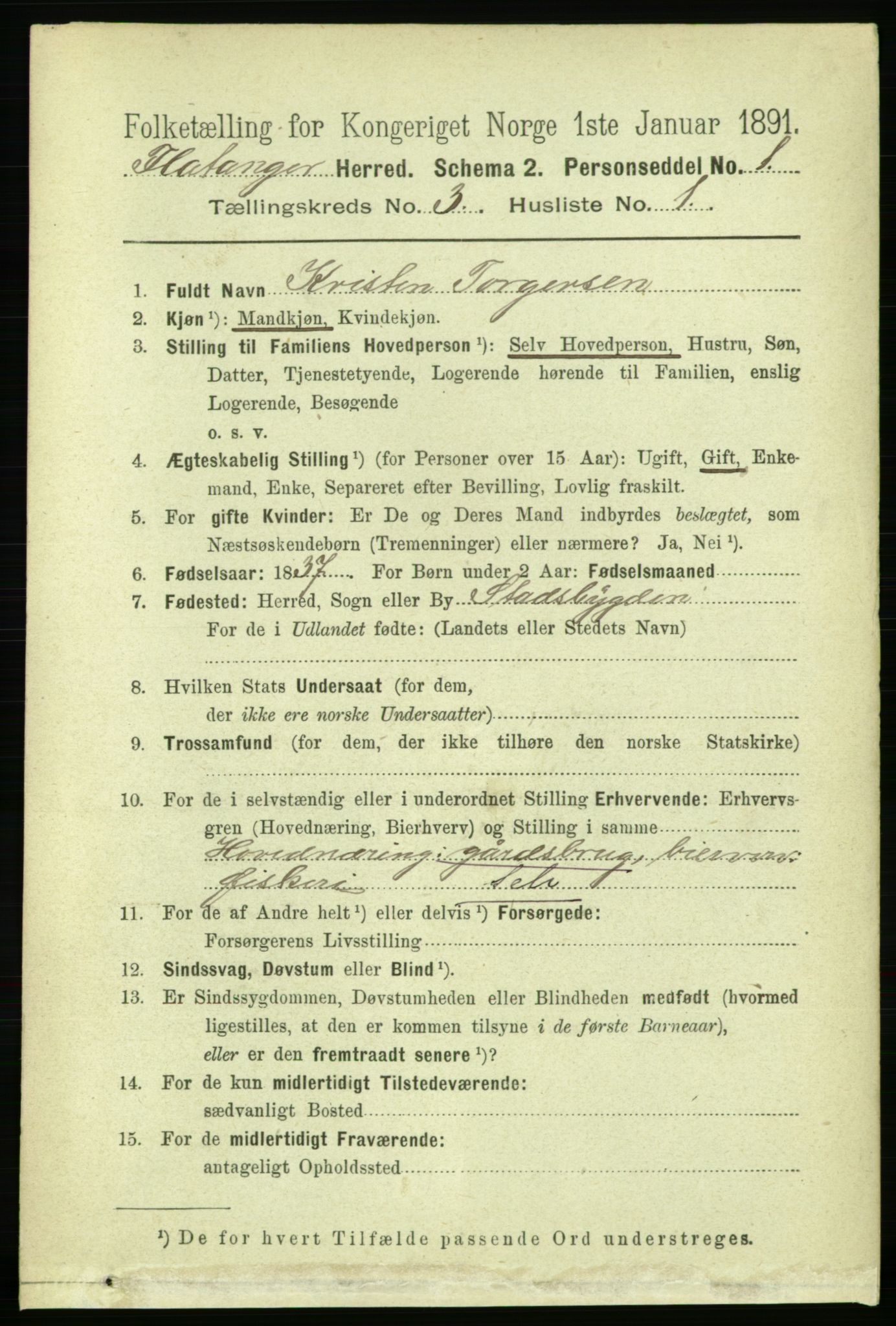 RA, 1891 census for 1749 Flatanger, 1891, p. 1324