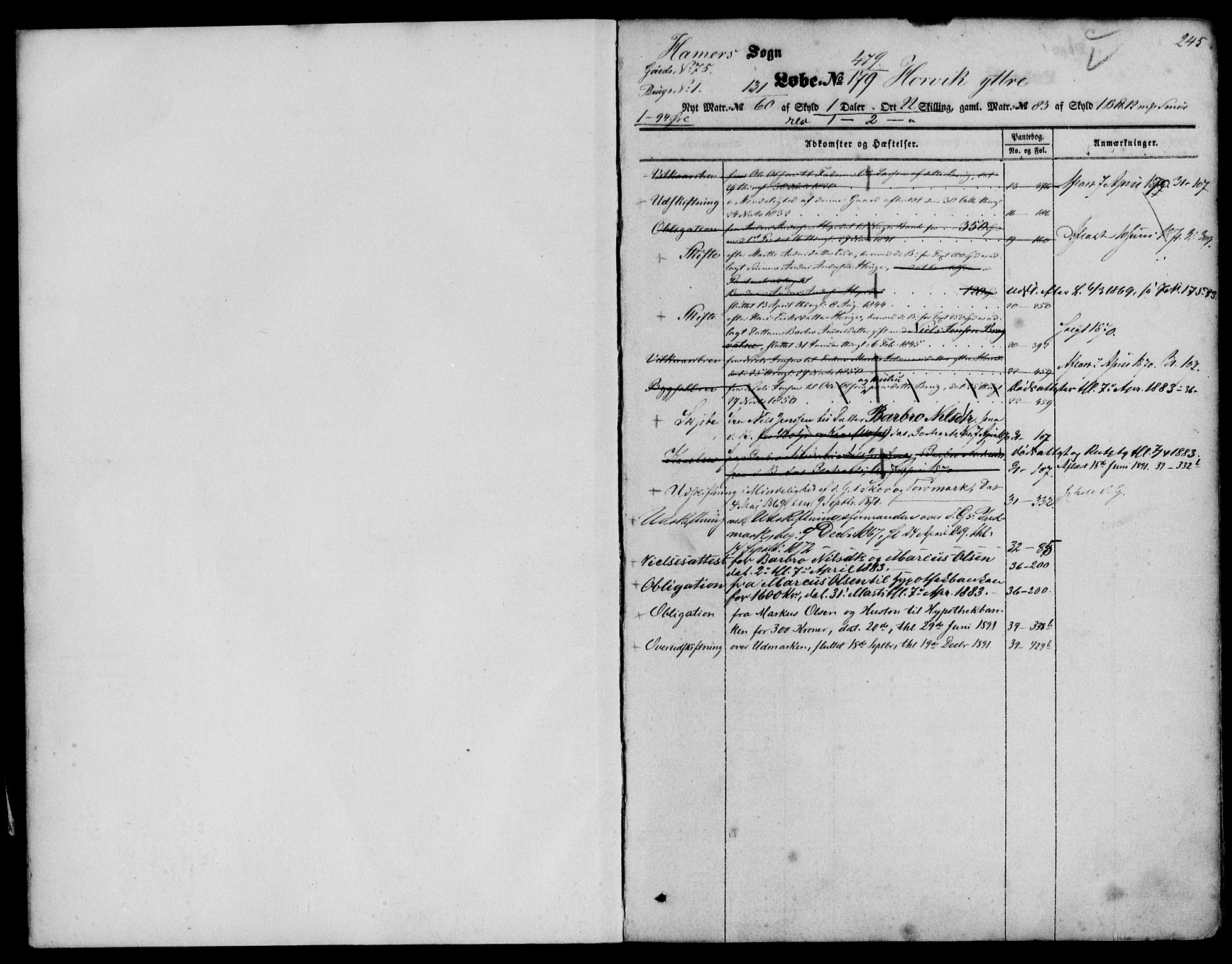 Nordhordland sorenskrivar, SAB/A-2901/1/G/Ga/Gaaa/L0009b: Mortgage register no. II.A.a.9b, 1851-1893, p. 245
