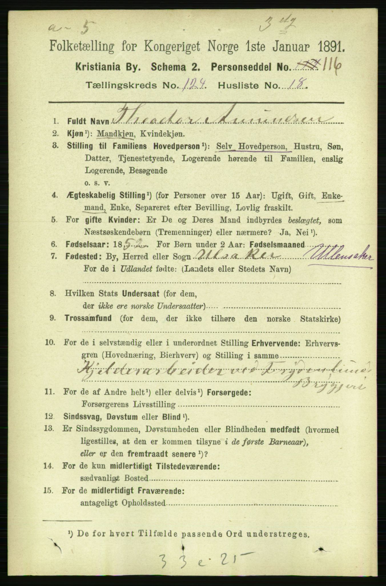 RA, 1891 census for 0301 Kristiania, 1891, p. 65697