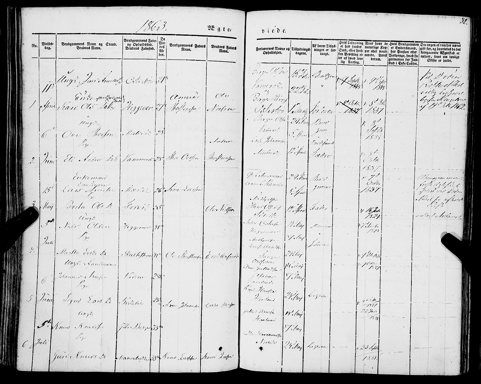 Lavik sokneprestembete, SAB/A-80901: Parish register (official) no. A 3, 1843-1863, p. 32