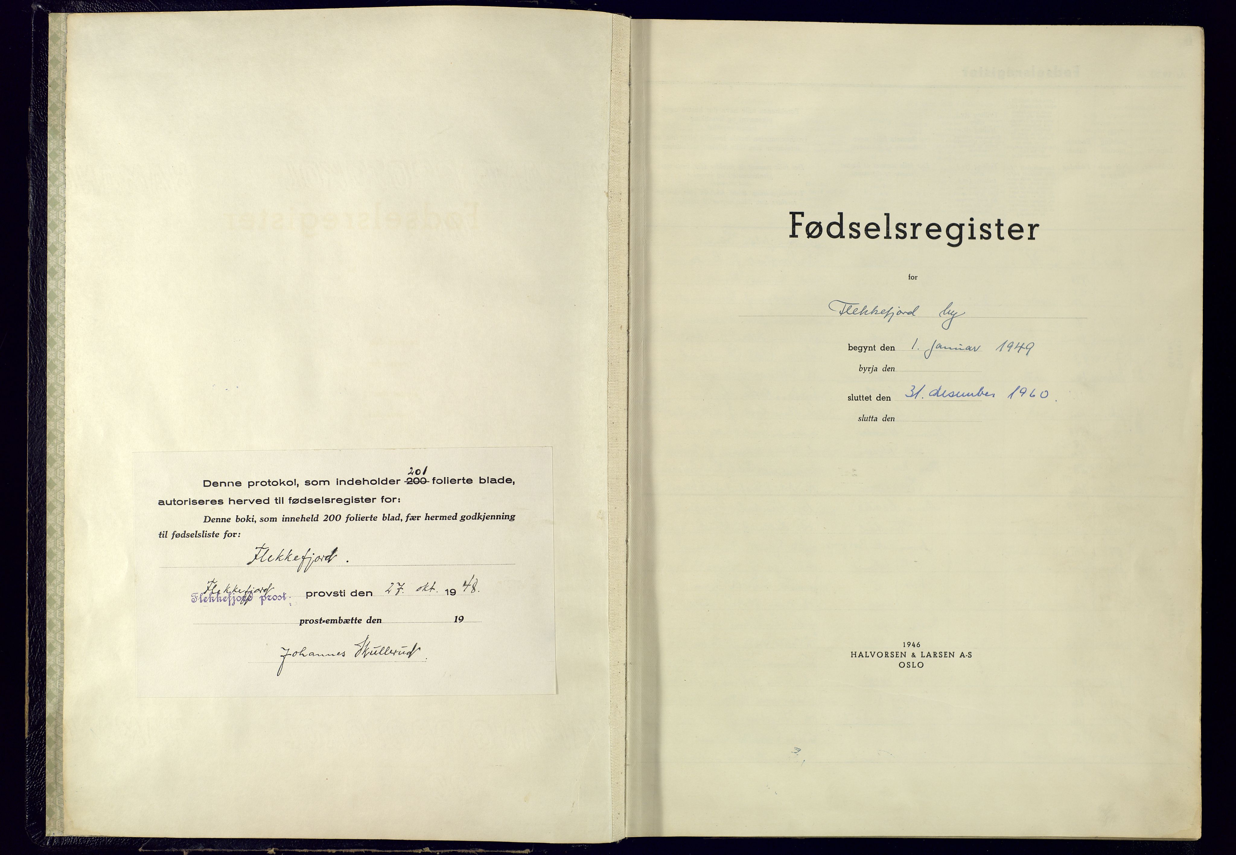 Flekkefjord sokneprestkontor, AV/SAK-1111-0012/J/Ja/L0002: Birth register no. 2, 1949-1960