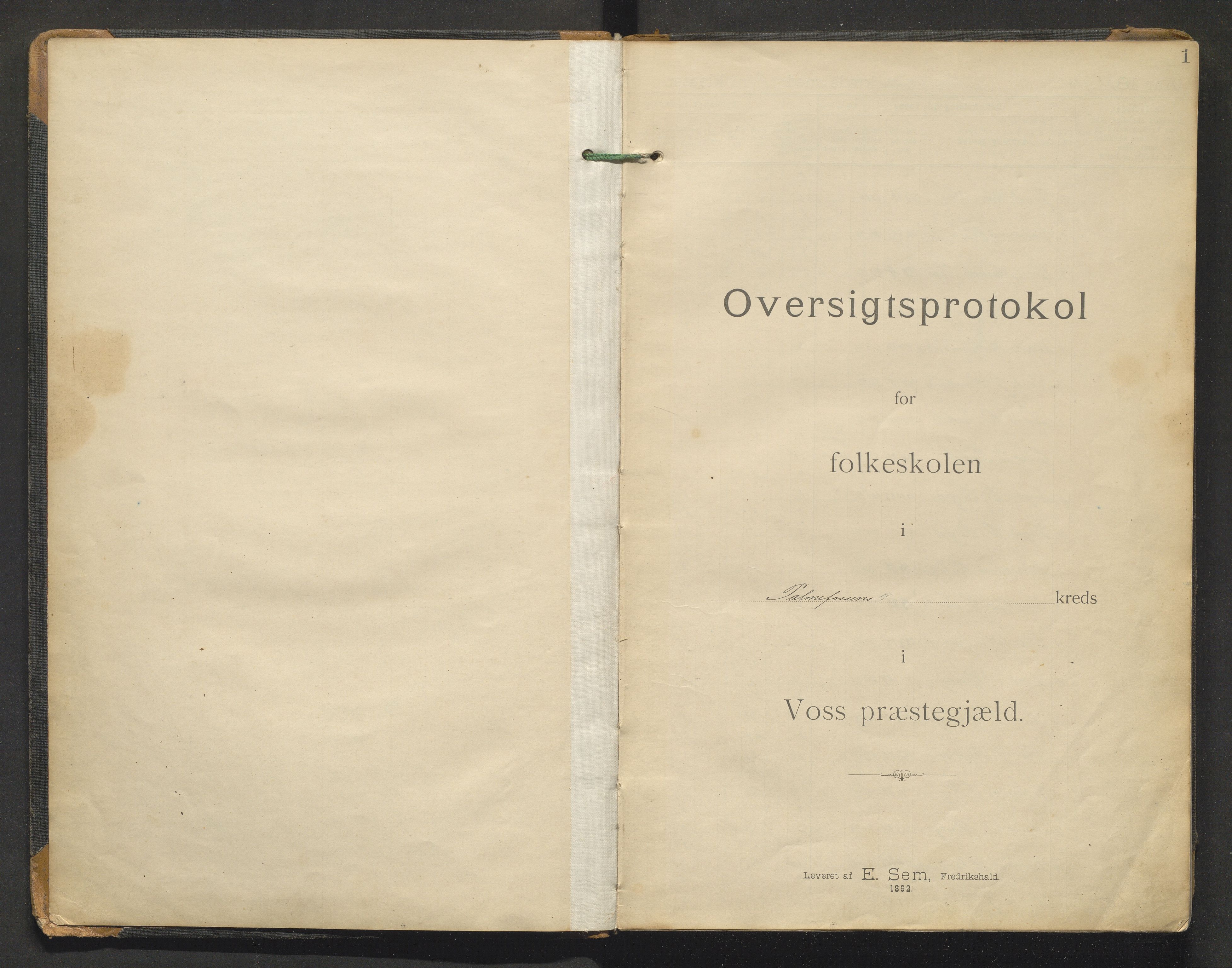 Voss kommune. Barneskulane, IKAH/1235-231/F/Fe/L0005: Skuleprotokoll for Palmafossen skule, 1892-1923