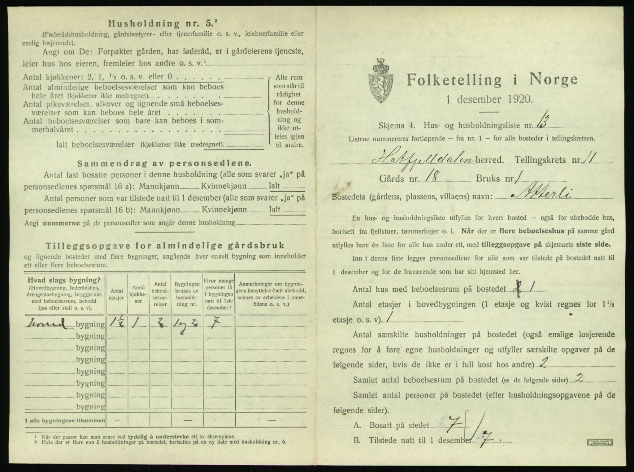 SAT, 1920 census for Hattfjelldal, 1920, p. 362