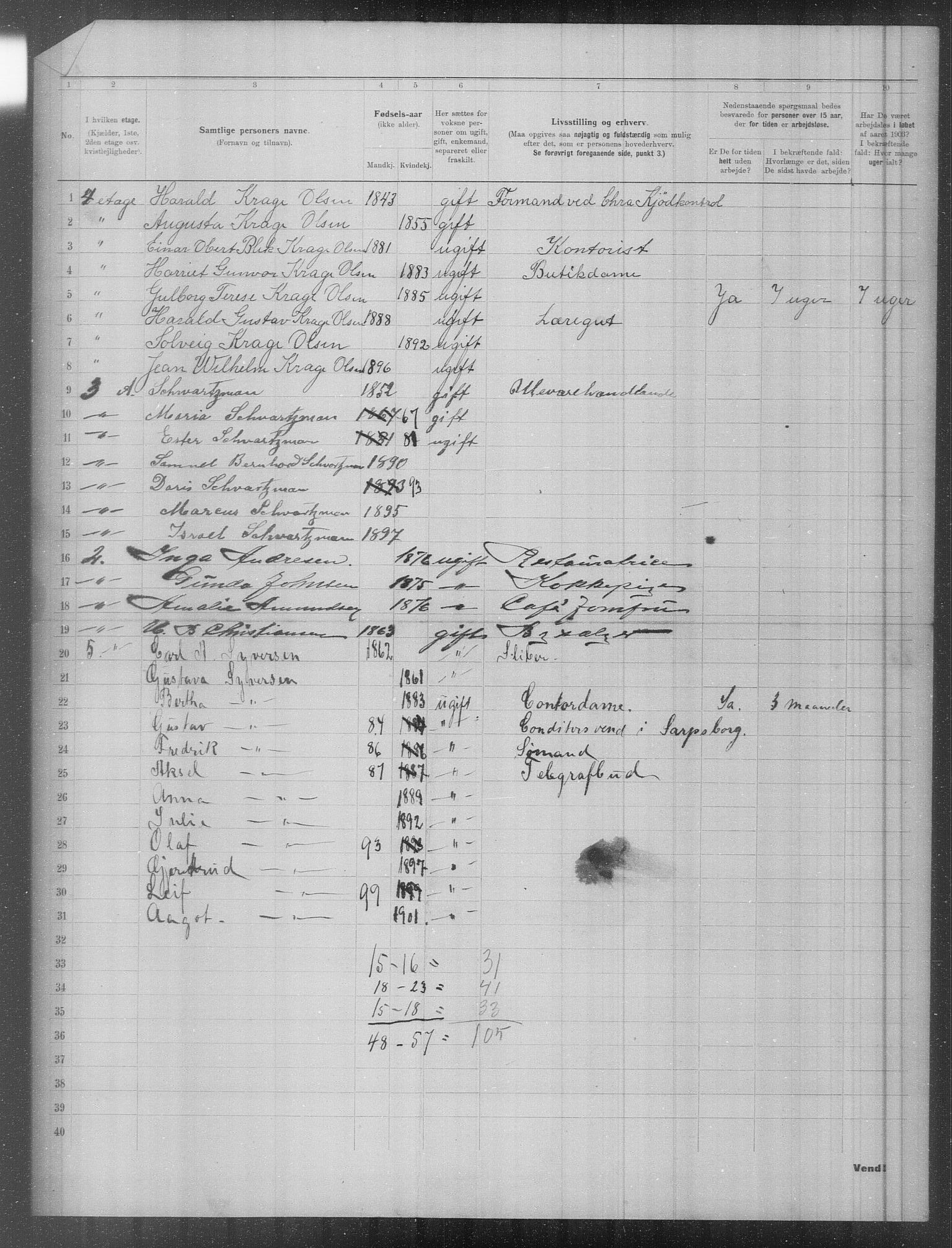 OBA, Municipal Census 1903 for Kristiania, 1903, p. 2430