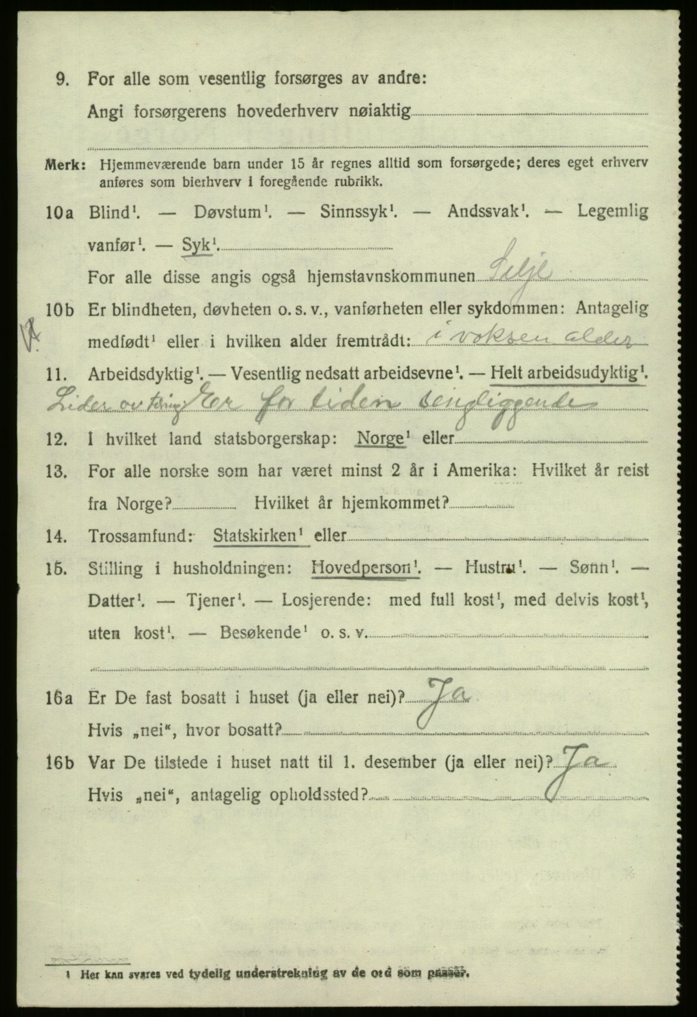 SAB, 1920 census for Selje, 1920, p. 2556