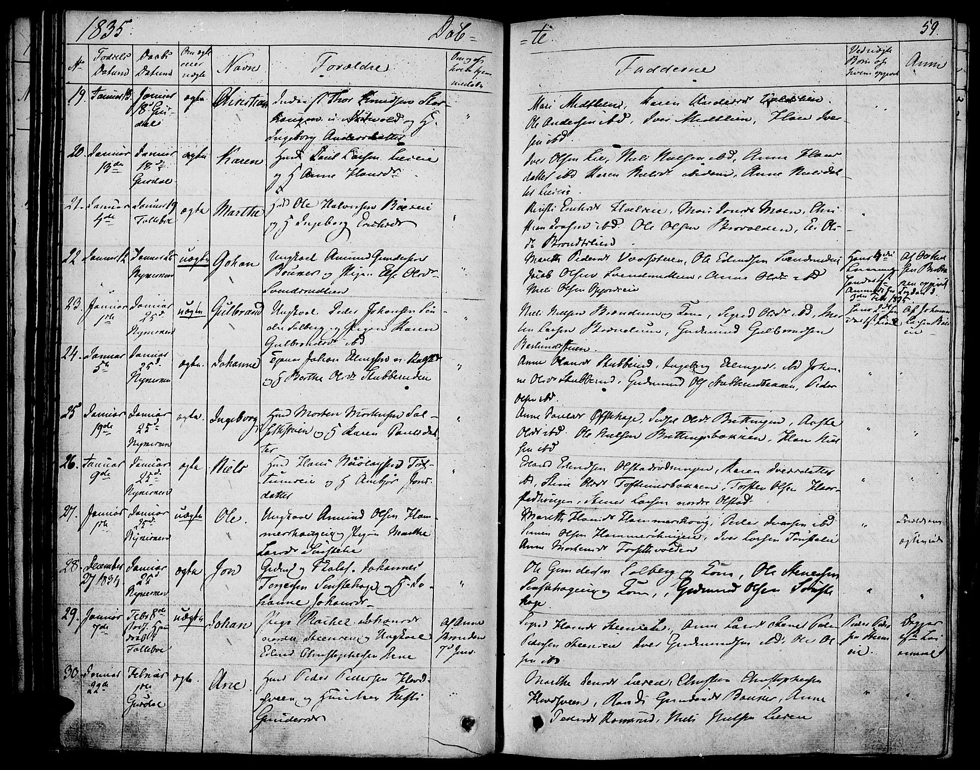 Gausdal prestekontor, SAH/PREST-090/H/Ha/Haa/L0006: Parish register (official) no. 6, 1830-1839, p. 59