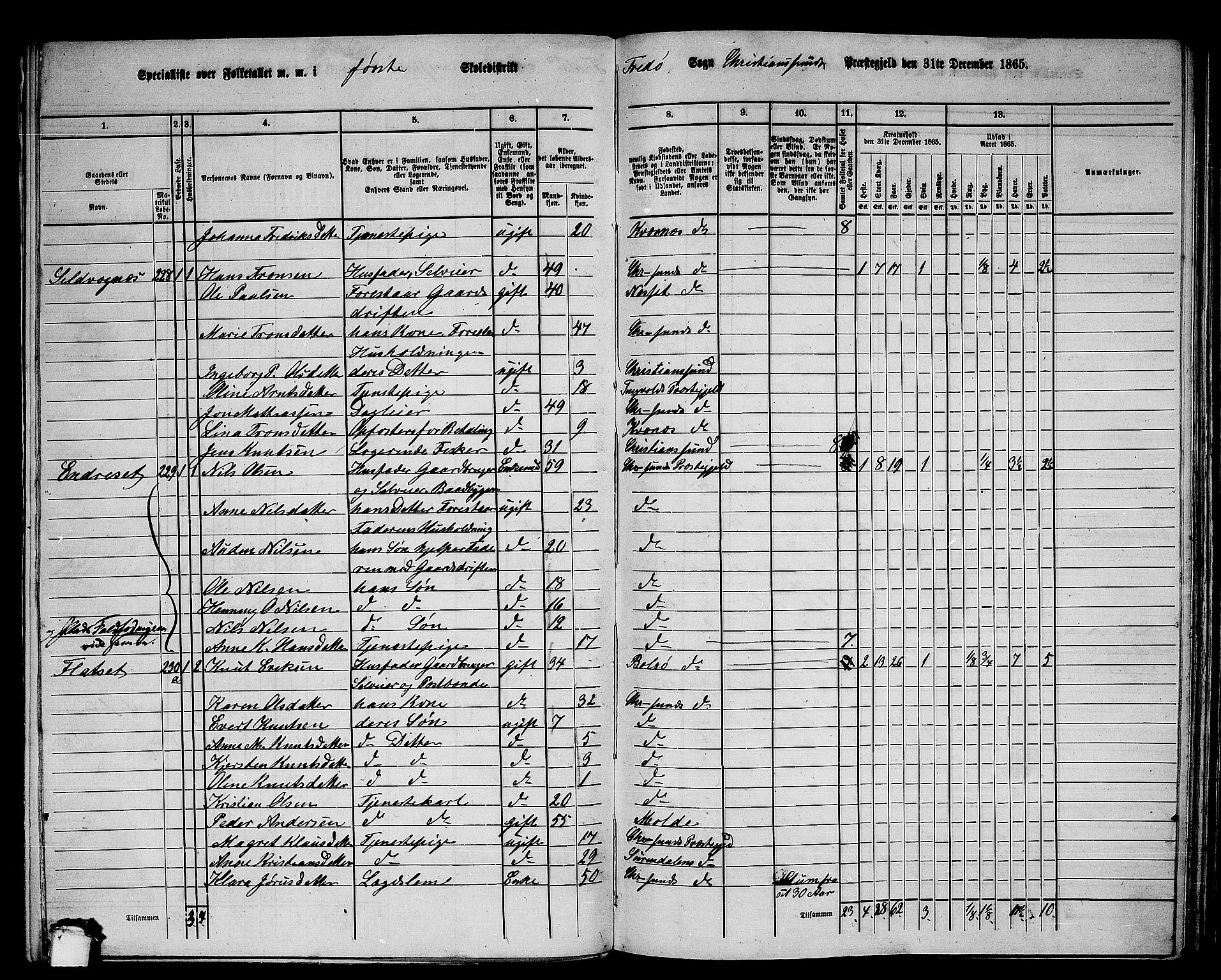 RA, 1865 census for Kristiansund/Frei og Grip, 1865, p. 10