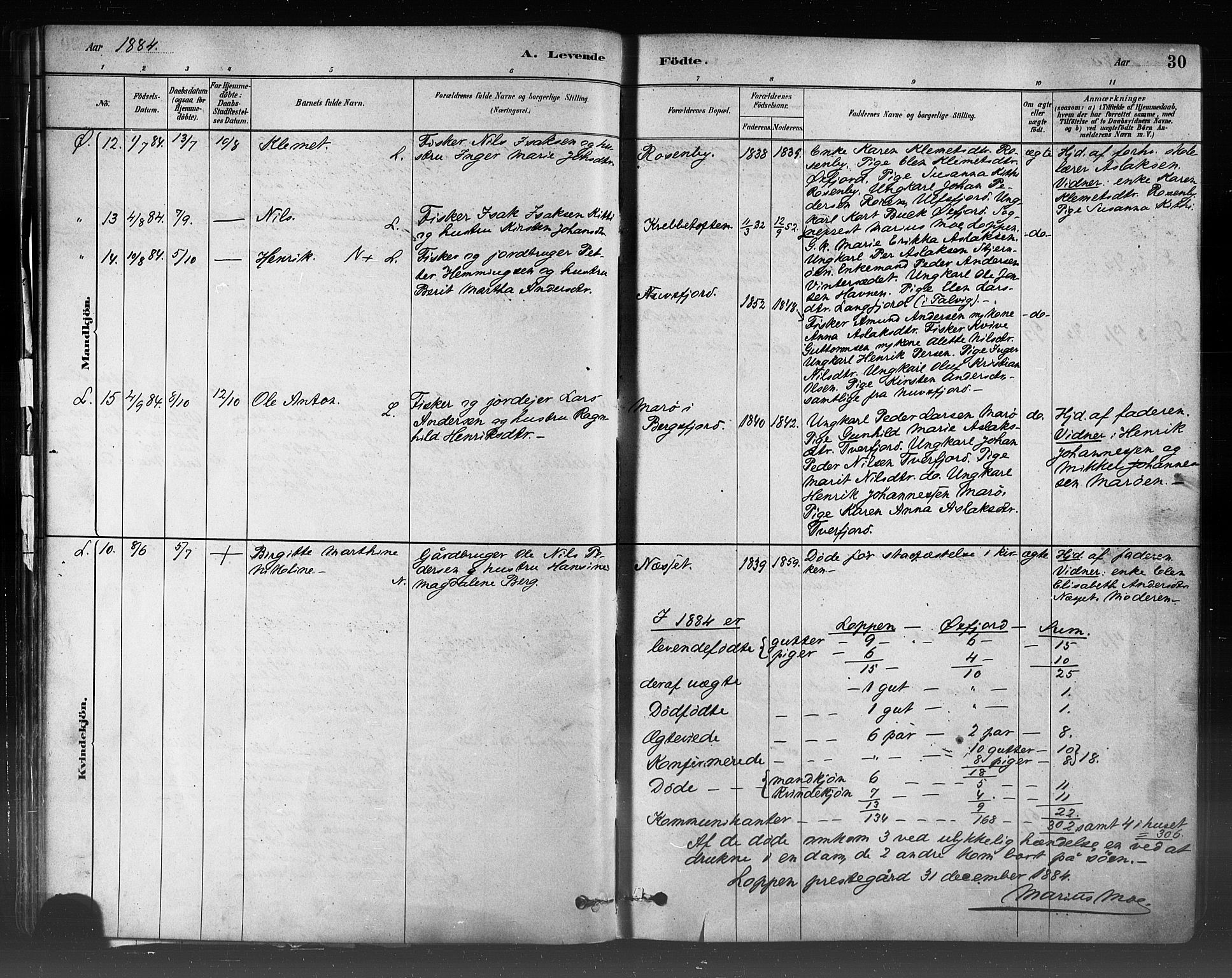 Loppa sokneprestkontor, SATØ/S-1339/H/Ha/L0006kirke: Parish register (official) no. 6, 1879-1895, p. 30