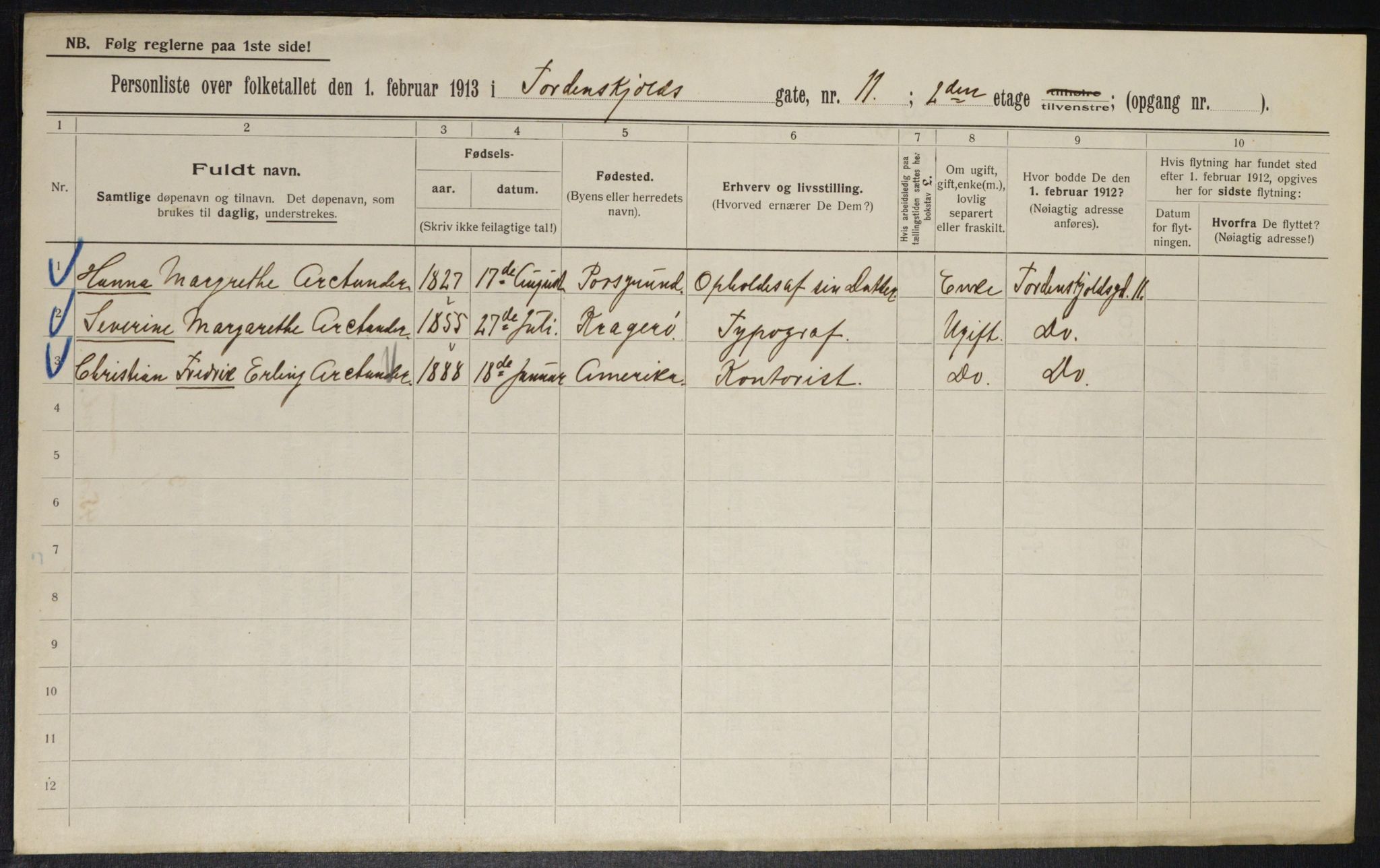 OBA, Municipal Census 1913 for Kristiania, 1913, p. 113811