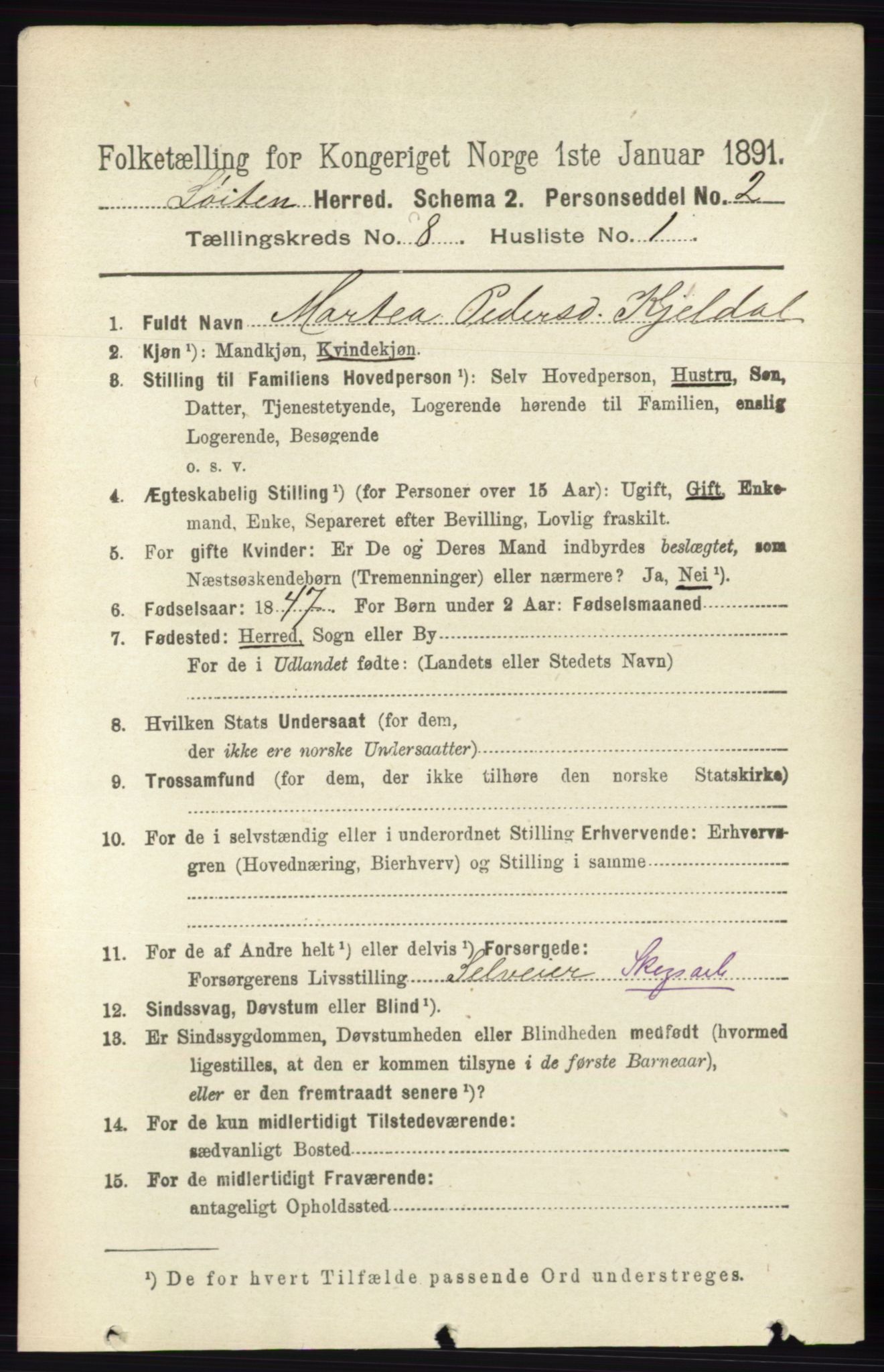 RA, 1891 census for 0415 Løten, 1891, p. 5304