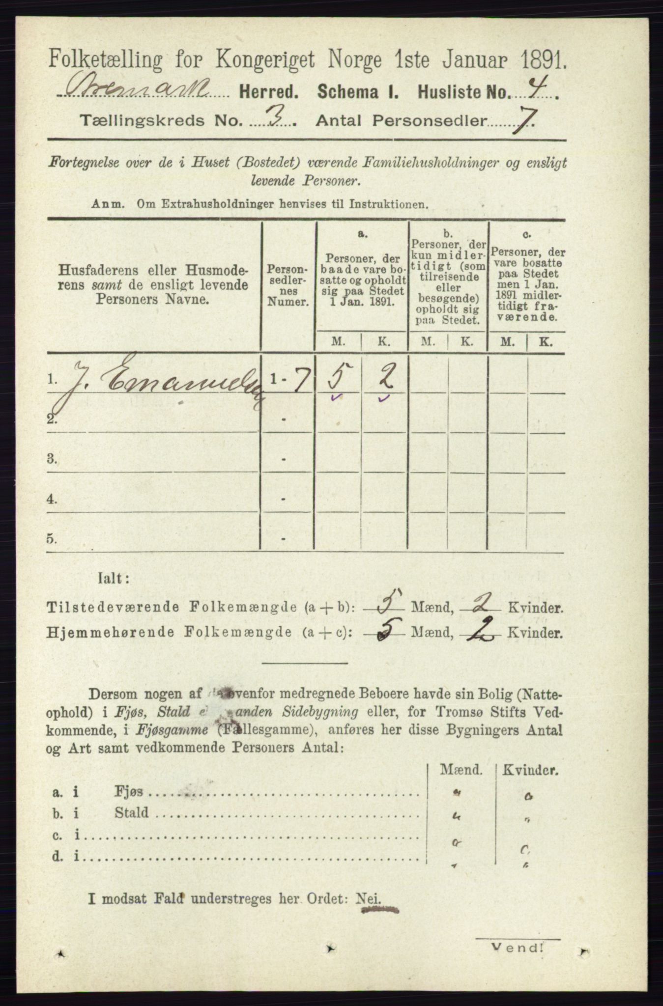 RA, 1891 census for 0118 Aremark, 1891, p. 1343