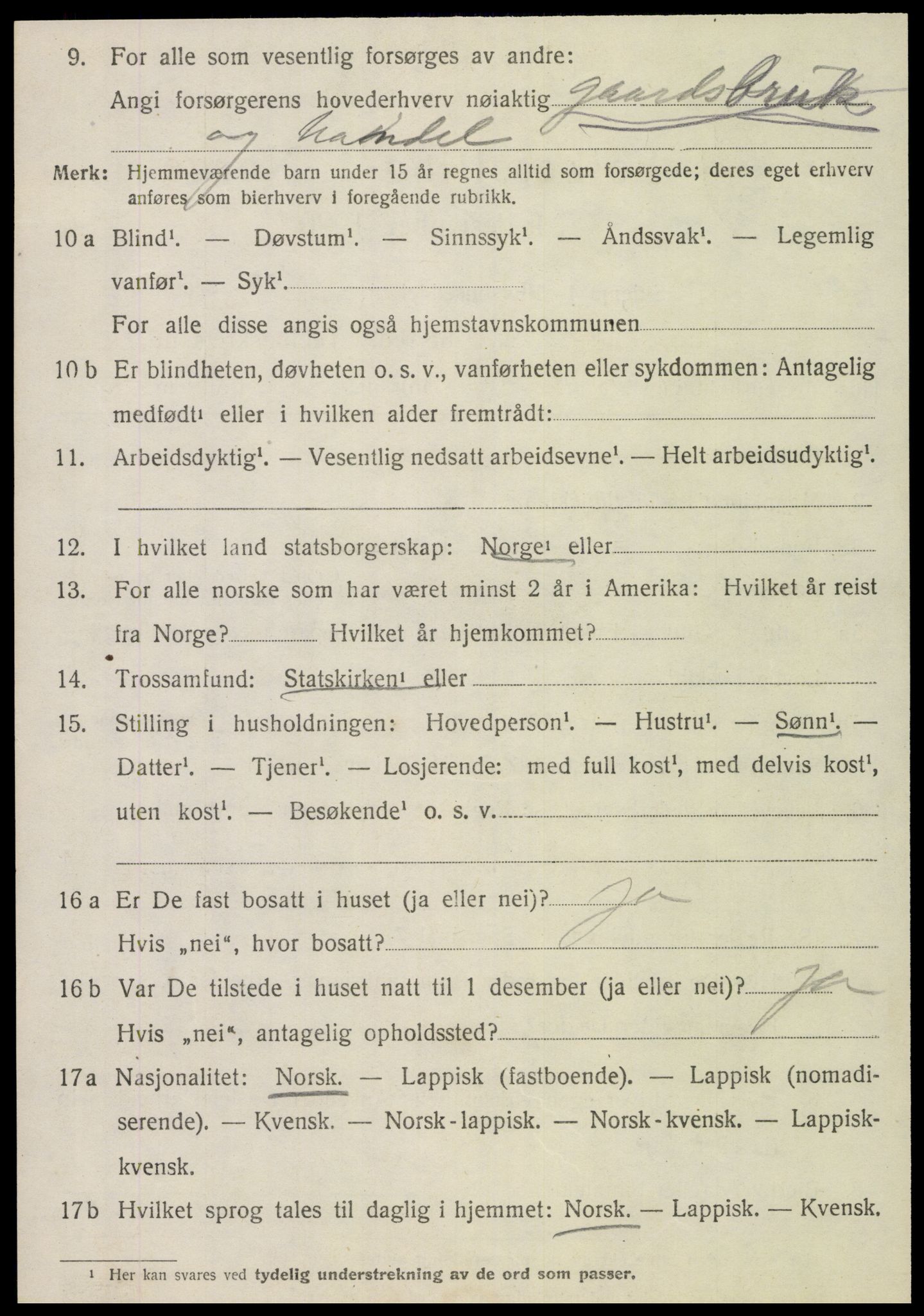 SAT, 1920 census for Klinga, 1920, p. 2400