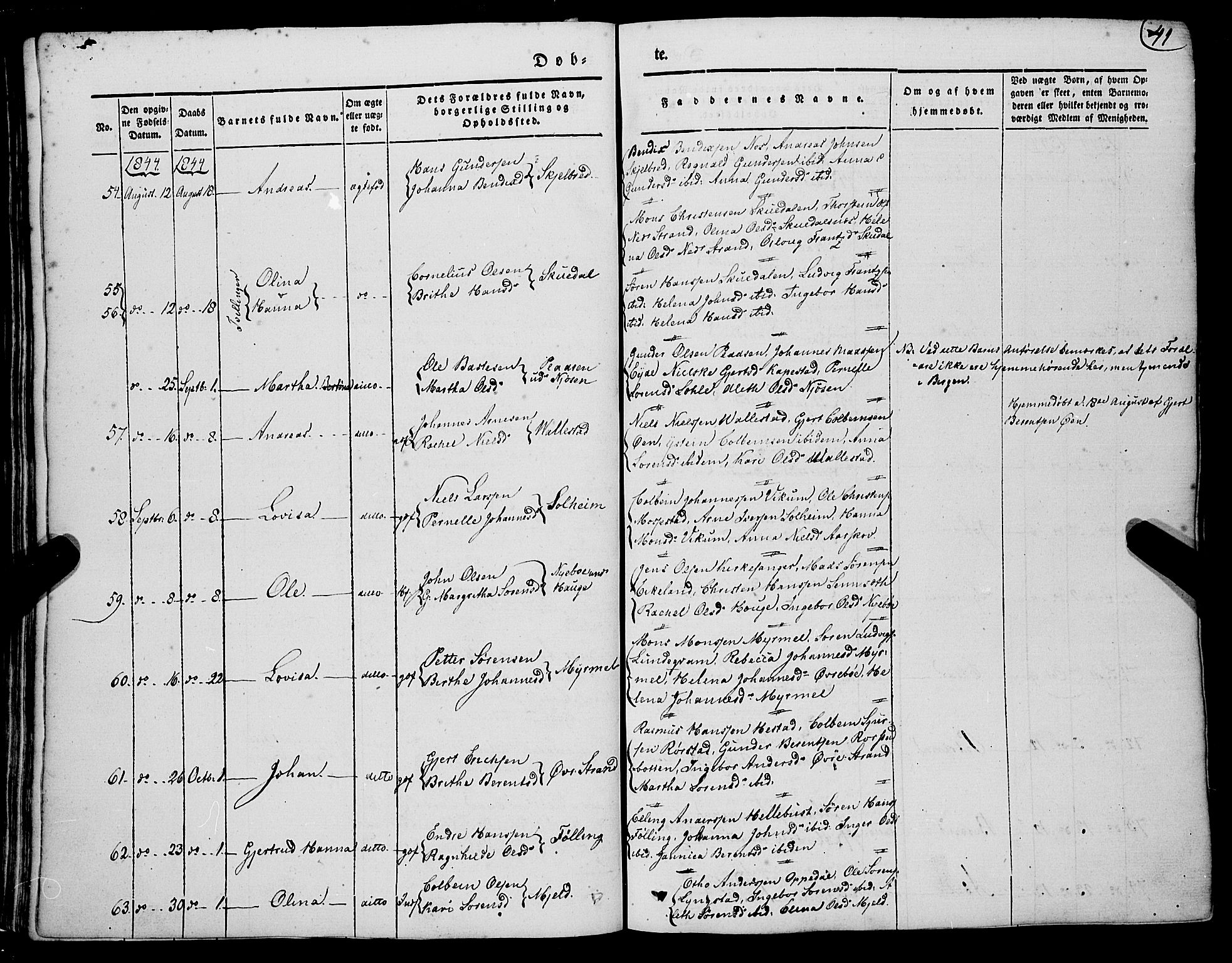 Gaular sokneprestembete, SAB/A-80001/H/Haa: Parish register (official) no. A 4I, 1840-1859, p. 41