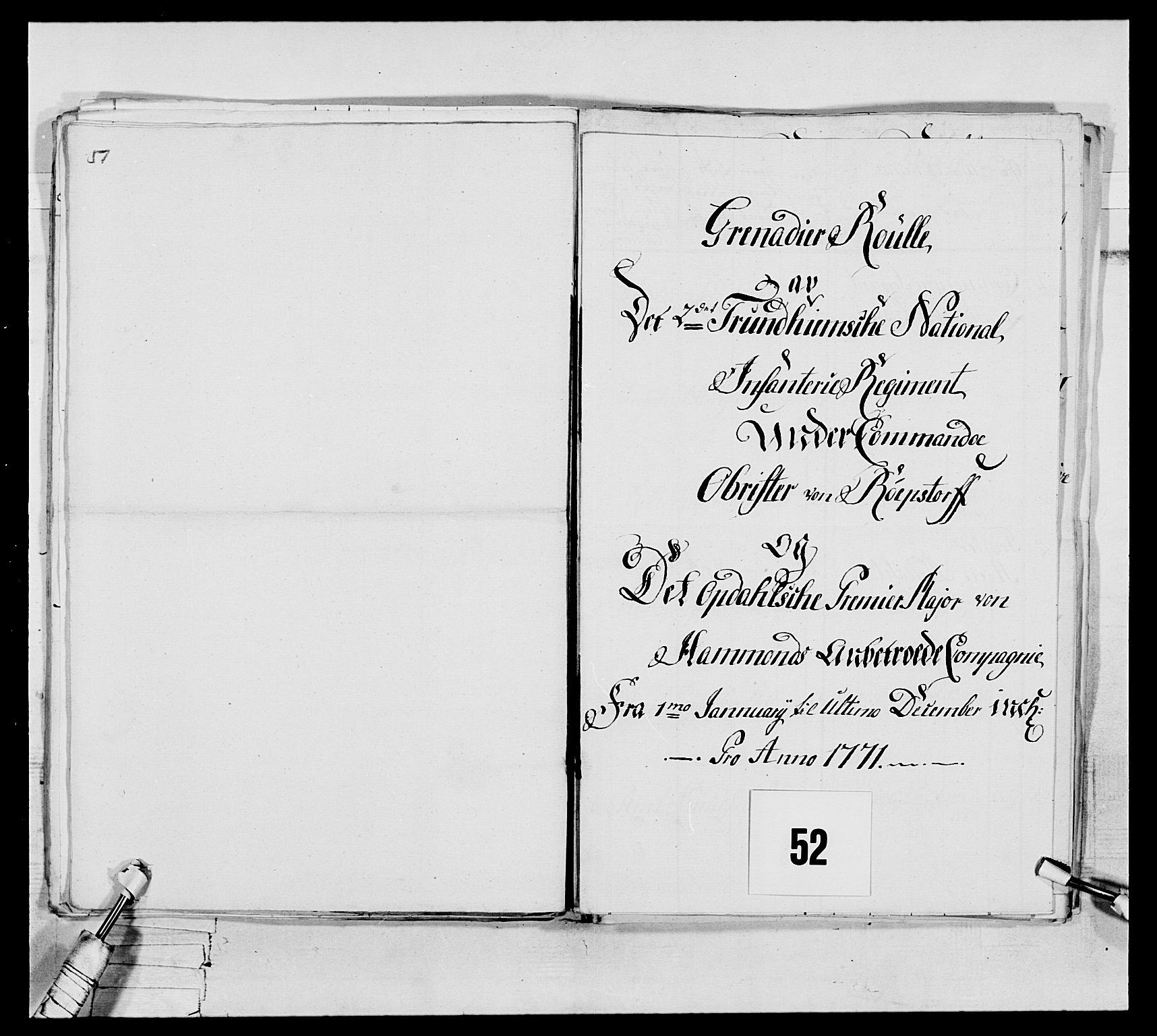 Generalitets- og kommissariatskollegiet, Det kongelige norske kommissariatskollegium, RA/EA-5420/E/Eh/L0076: 2. Trondheimske nasjonale infanteriregiment, 1766-1773, p. 174