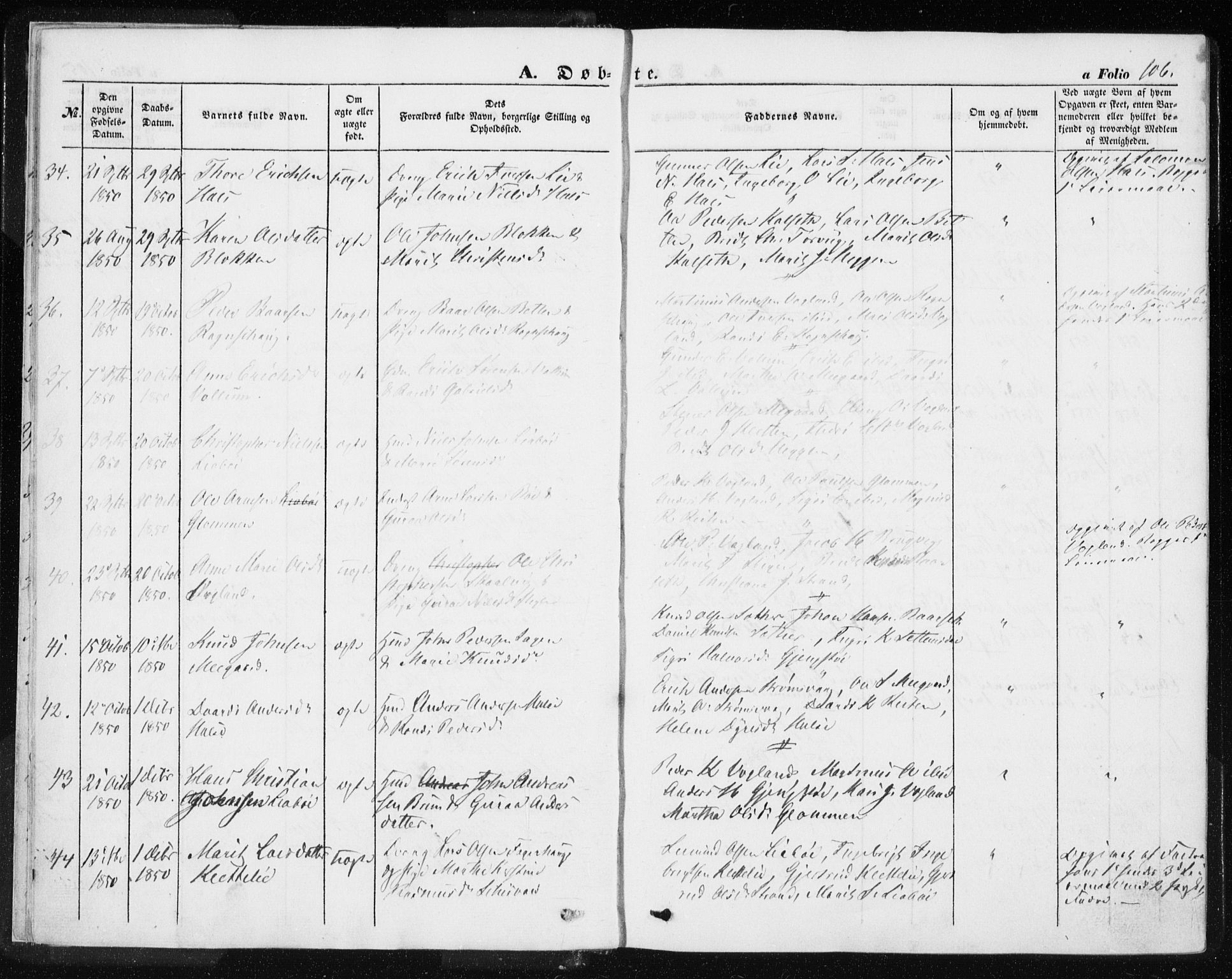 Ministerialprotokoller, klokkerbøker og fødselsregistre - Møre og Romsdal, AV/SAT-A-1454/576/L0883: Parish register (official) no. 576A01, 1849-1865, p. 106